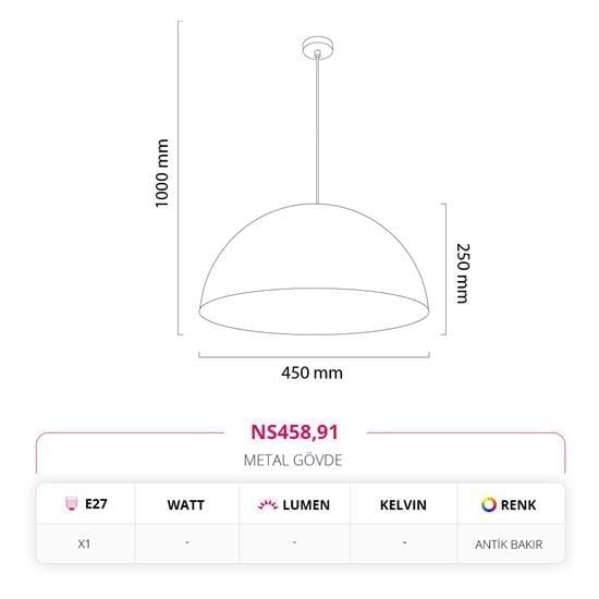 Nevo Tekli Sarkıt Antik Bakır NS458