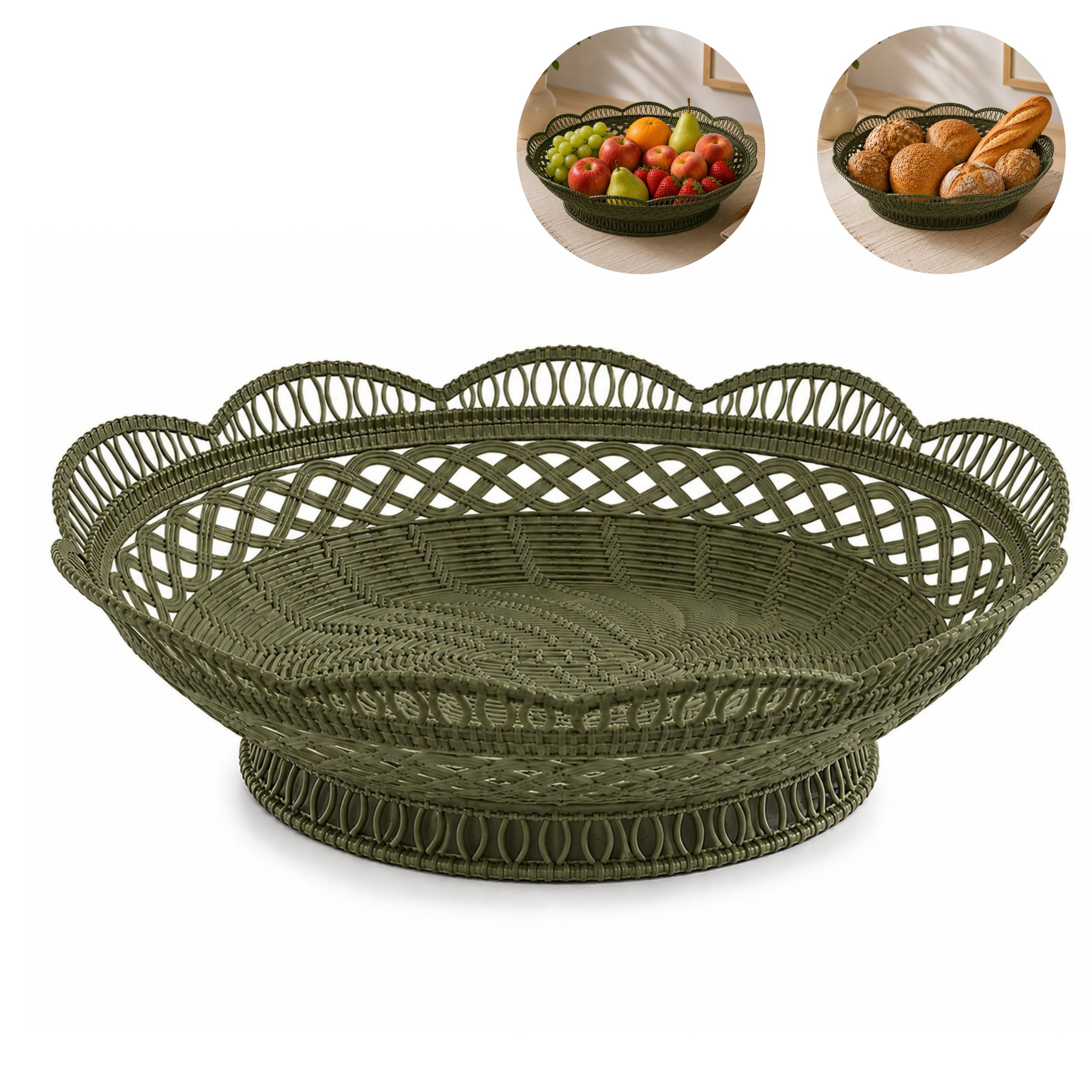 PLASTİK DANTEL DESENLİ EKMEK, MEYVE SEPETİ