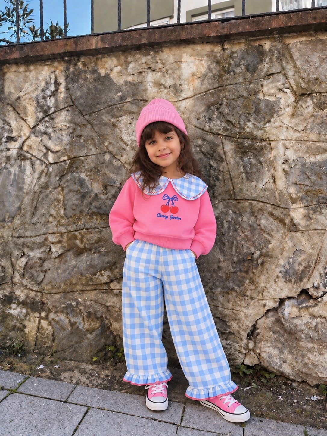 Bebe Yaka Denim Pantolonlu Takım
