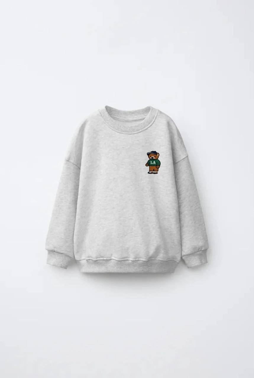 Gri Unisex Teddy Detaylı Sweat