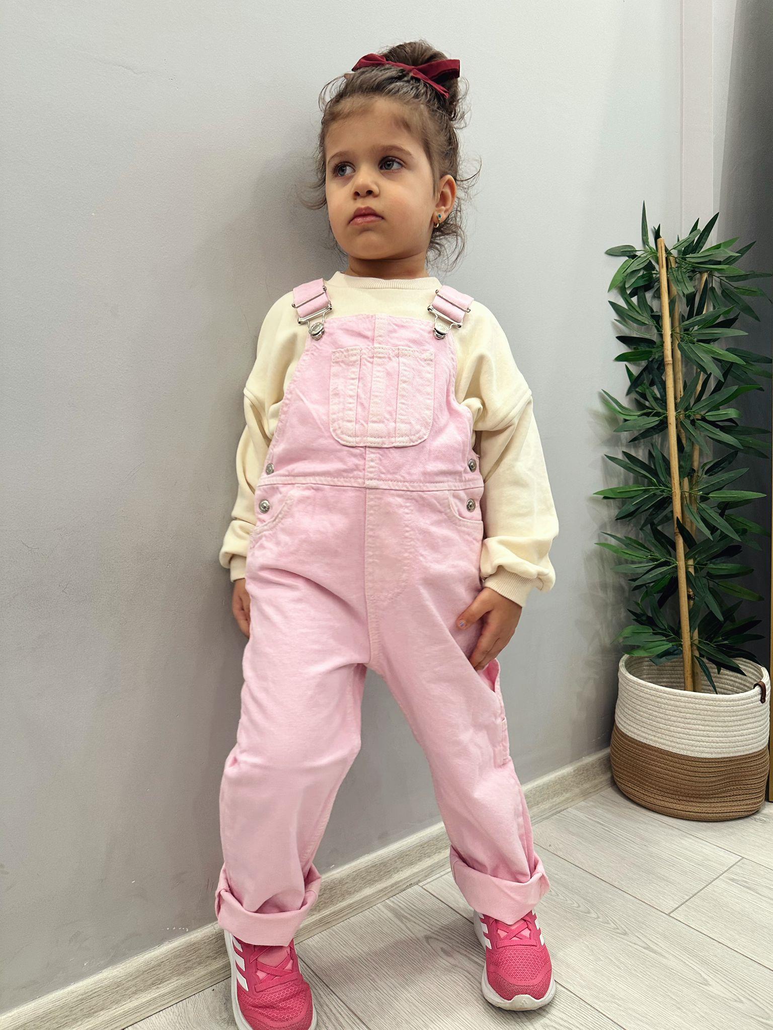 Pembe Denim Salopet