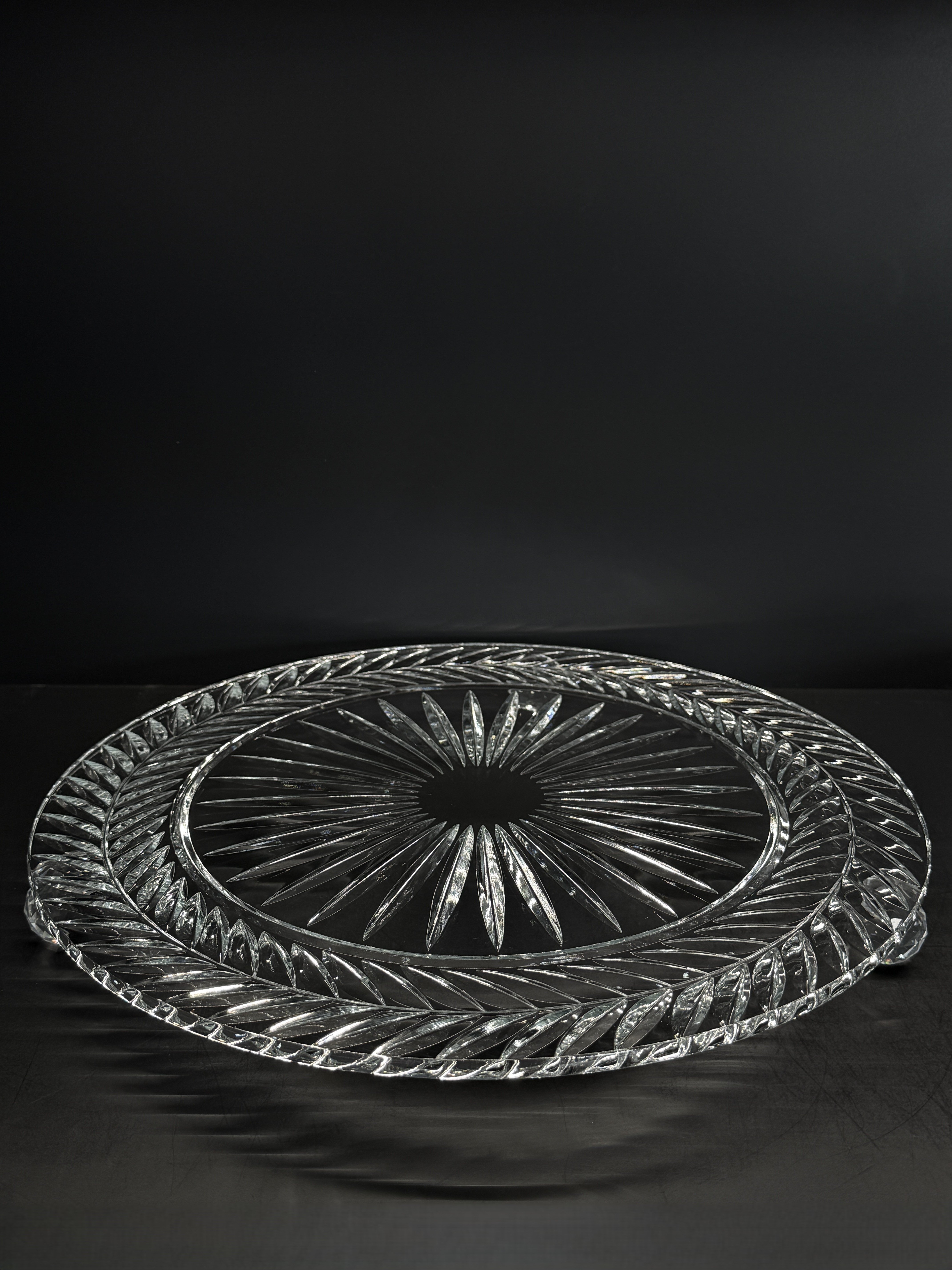Düz Cam Tabak Kristal Top Ayaklı 35 Cm Sarmaşık Şeffaf