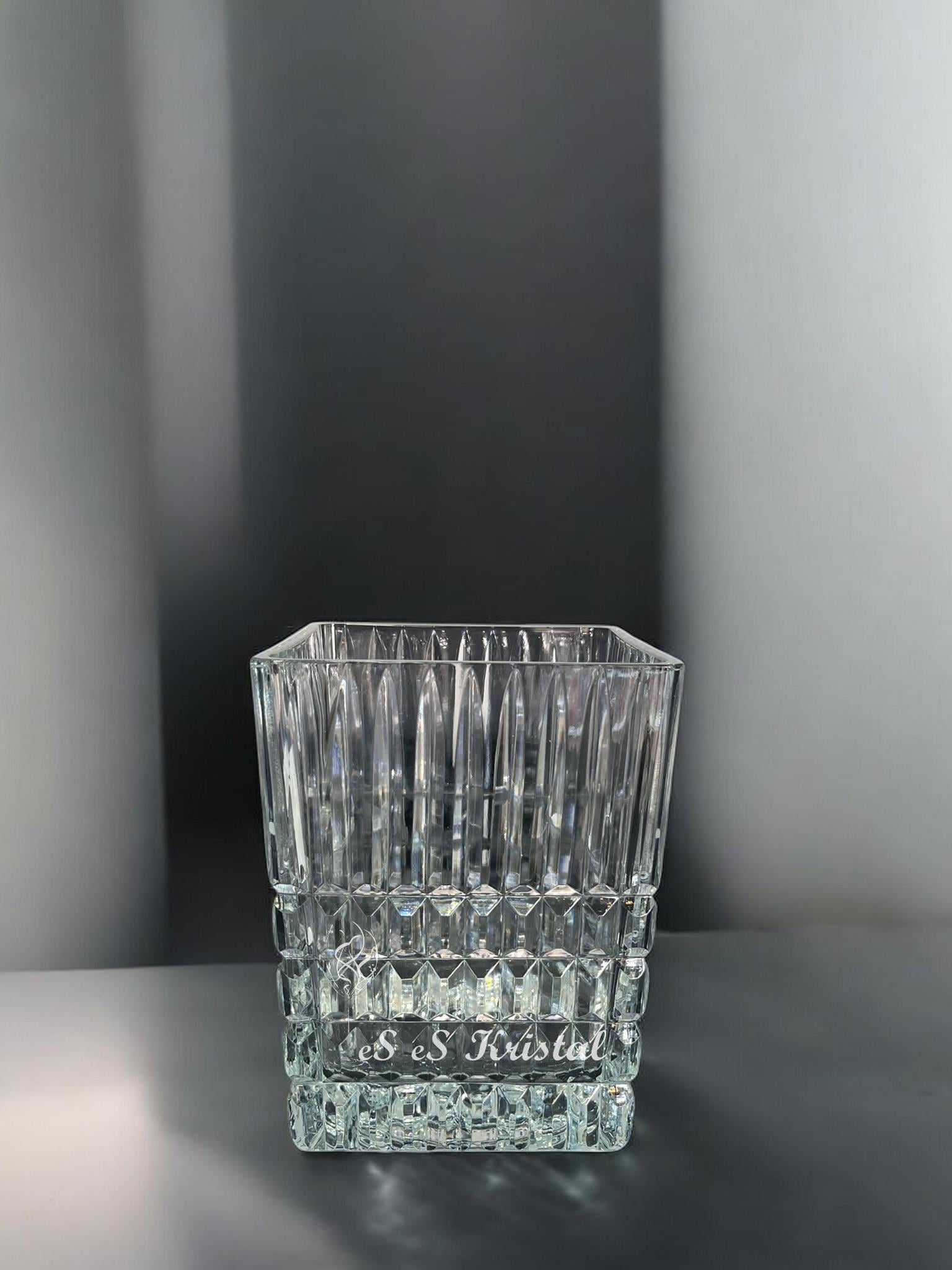 Kare Vazo 14 Cm Çit Şeffaf