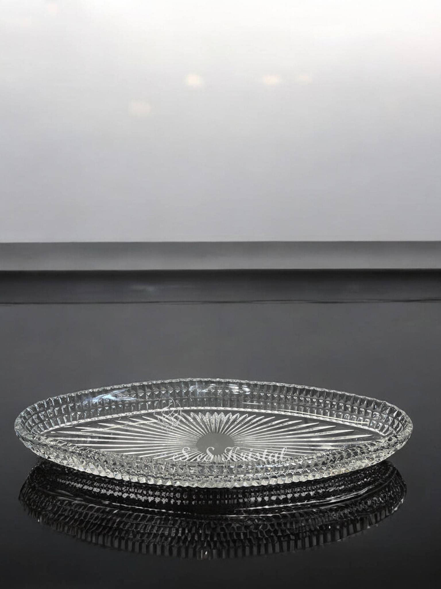 Kristal Kayık Tabak 40 Cm Çit Şeffaf