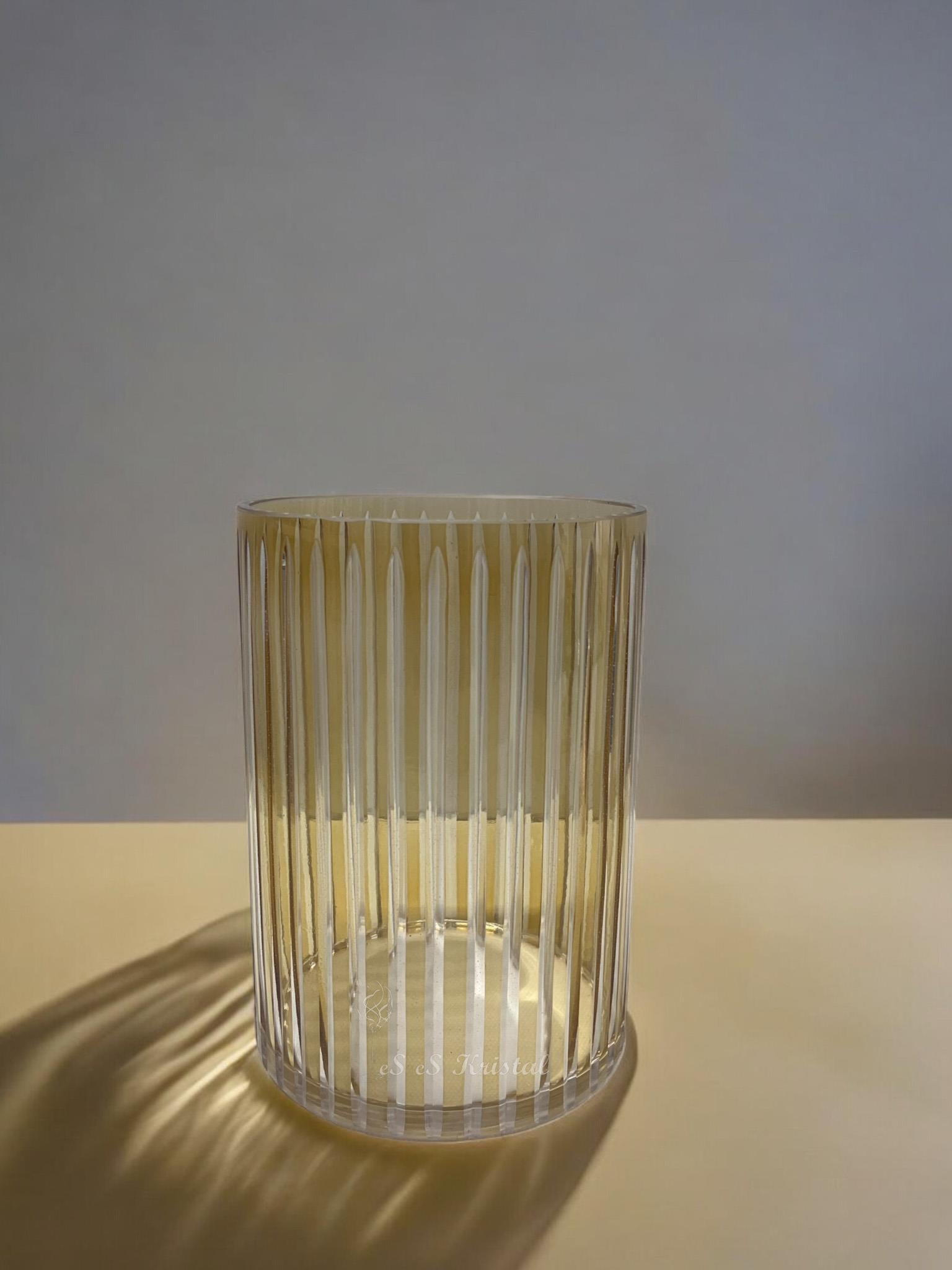 Silindir Düz Vazo 20 Cm Dik Kesme Amber
