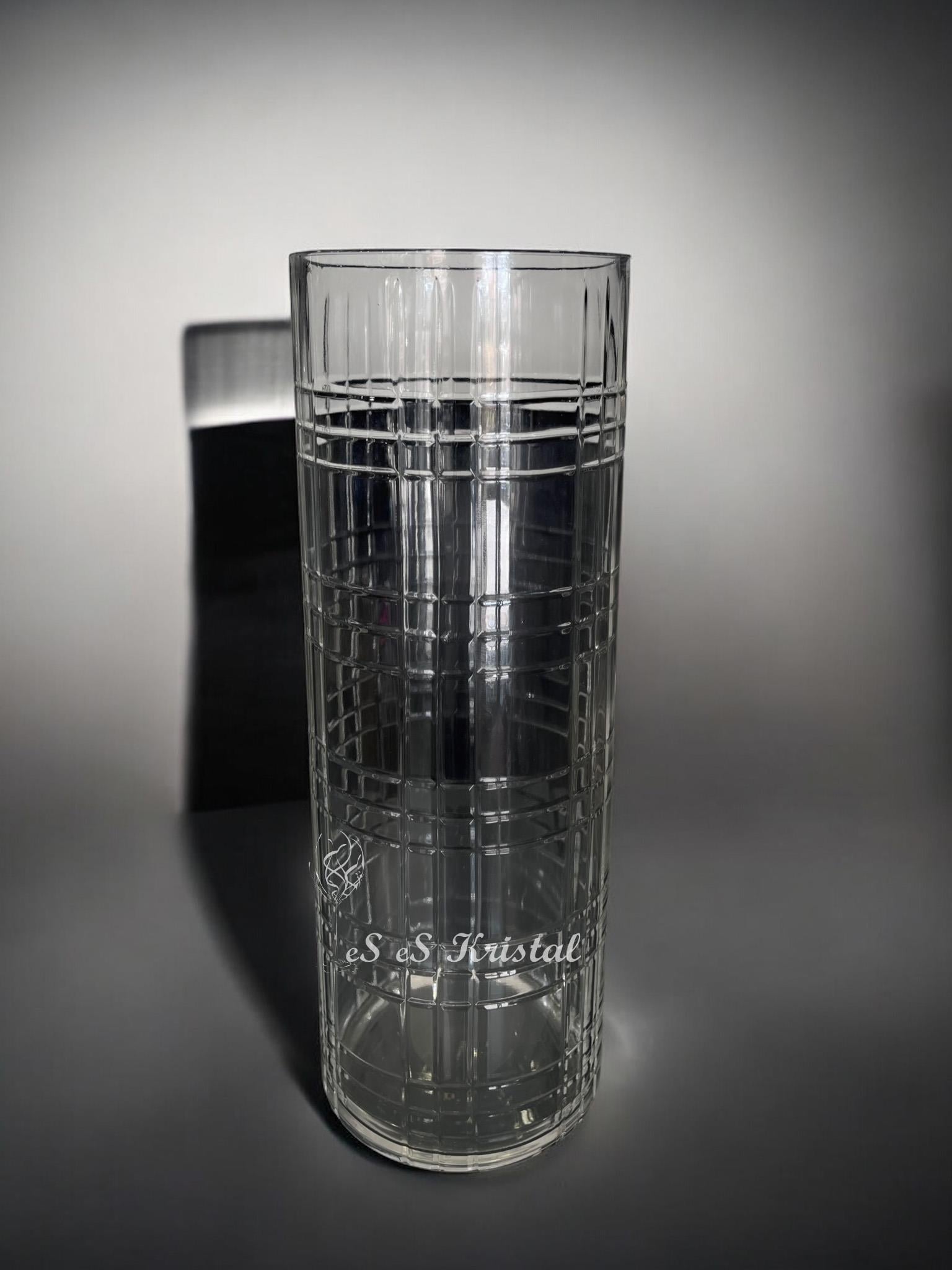 Silindir Düz Vazo 40 Cm Kesit Şeffaf