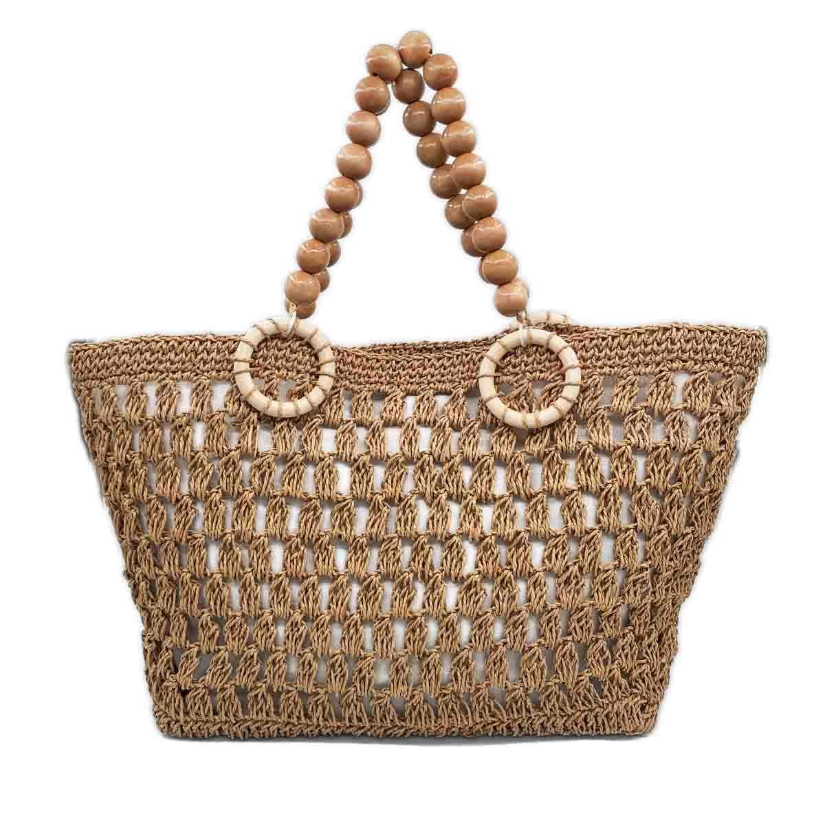 El İşi Hasır Omuz Çantası Büyük Boy