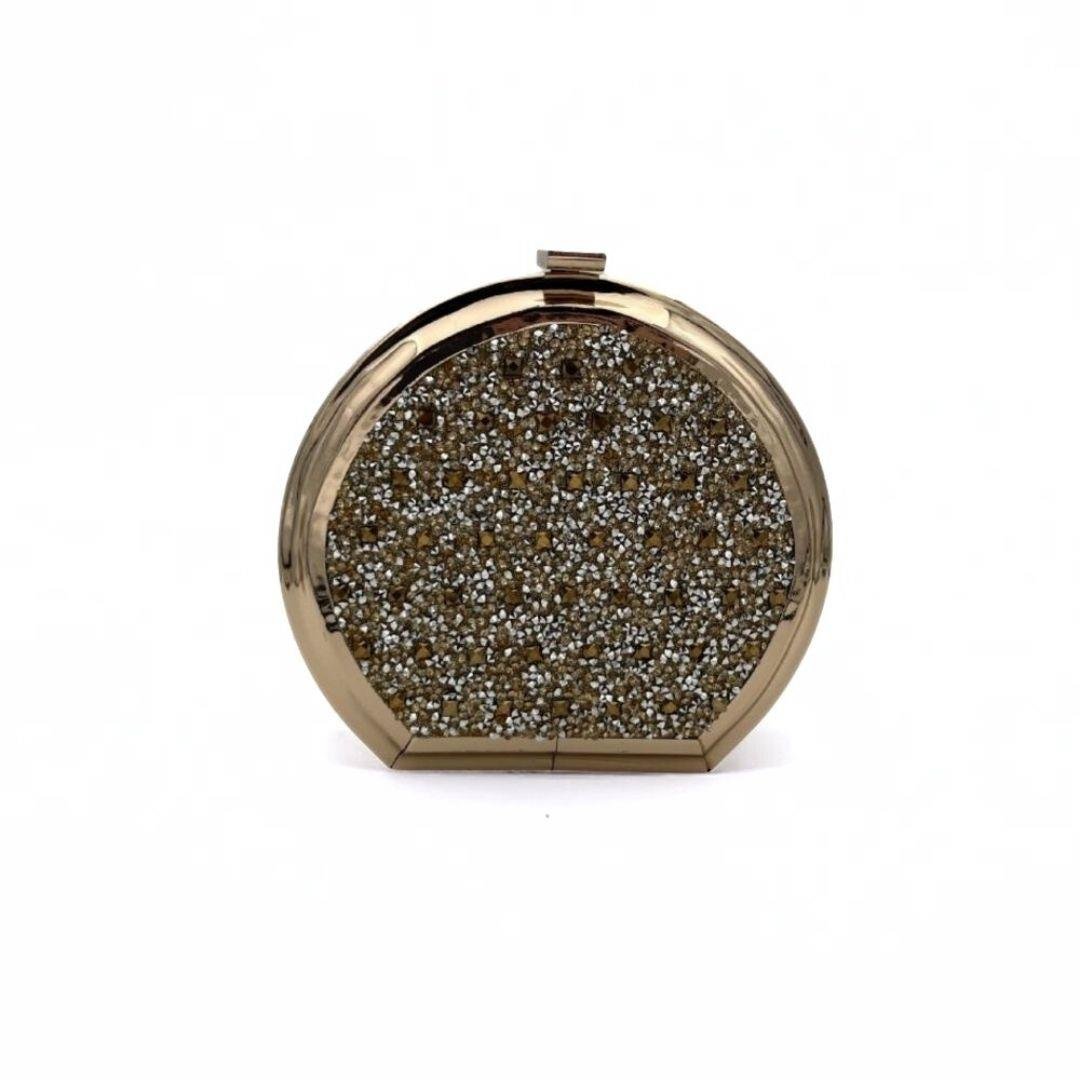 Gold & Gümüş Taşlı Yuvarlak Abiye Çanta