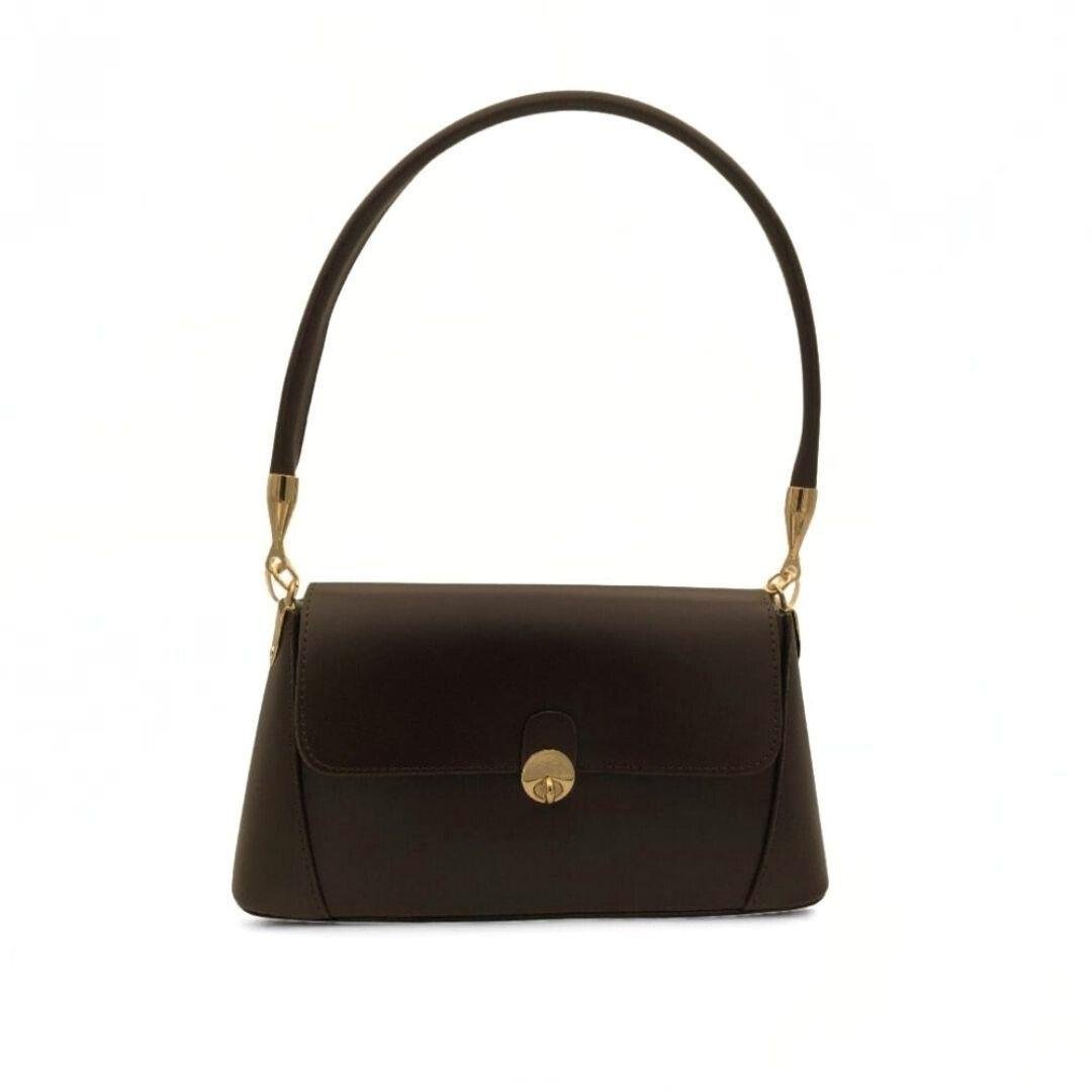 Kahverengi Gold Kilit Detaylı Meri El Çantası