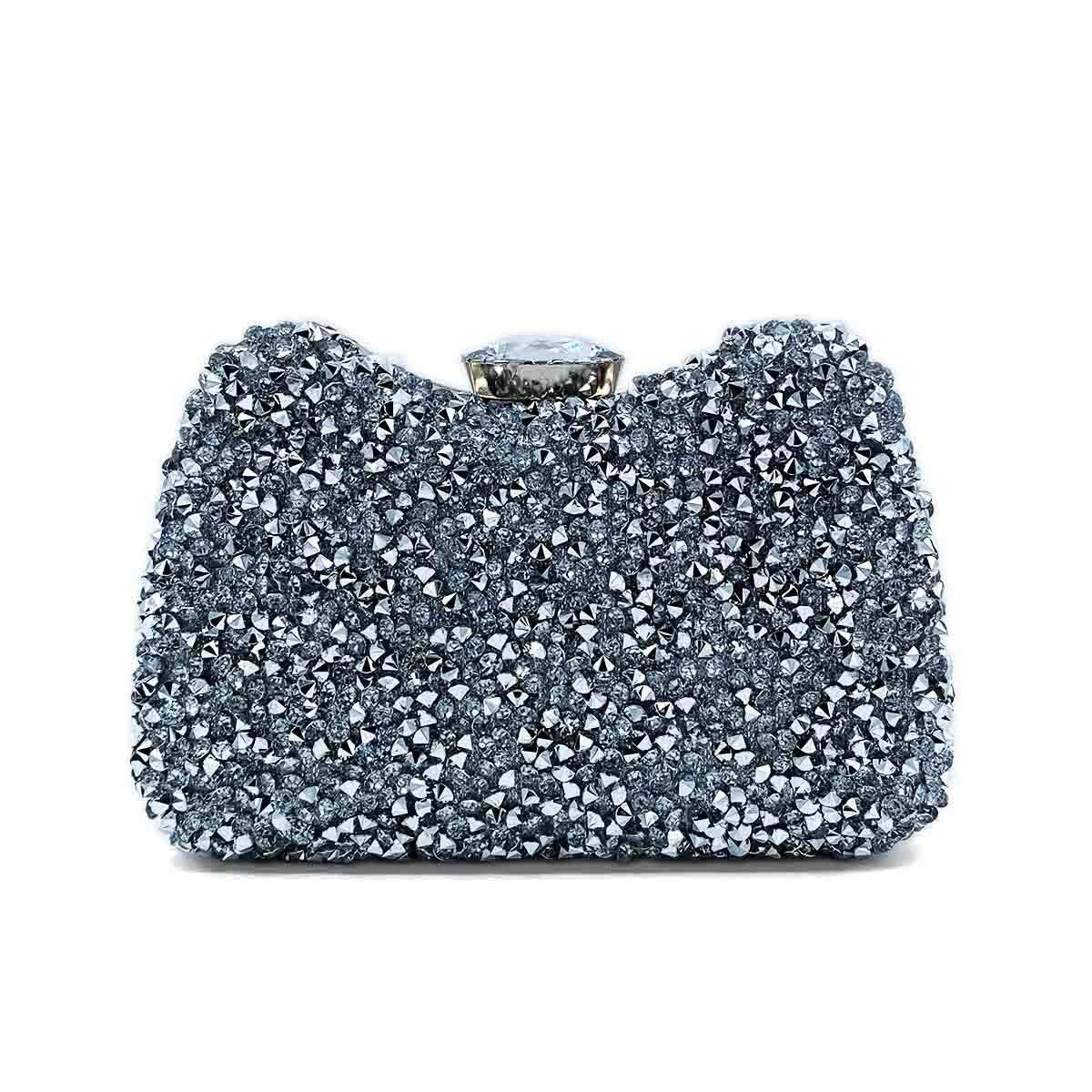 Kristal Gümüş Abiye Çanta