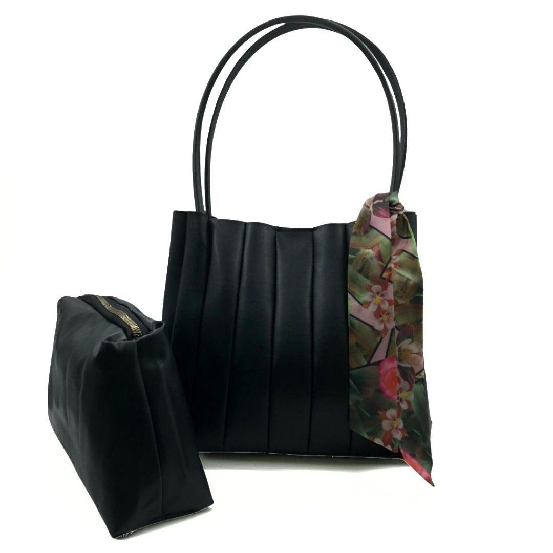 Siyah Yavrulu Diva Omuz Çantası Seti