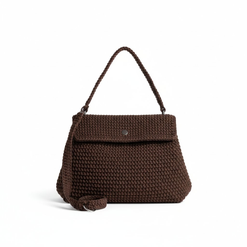 Thea Klasik Kahverengi El Örgüsü Omuz Çantası, Besa Bags El İşi Çantalar