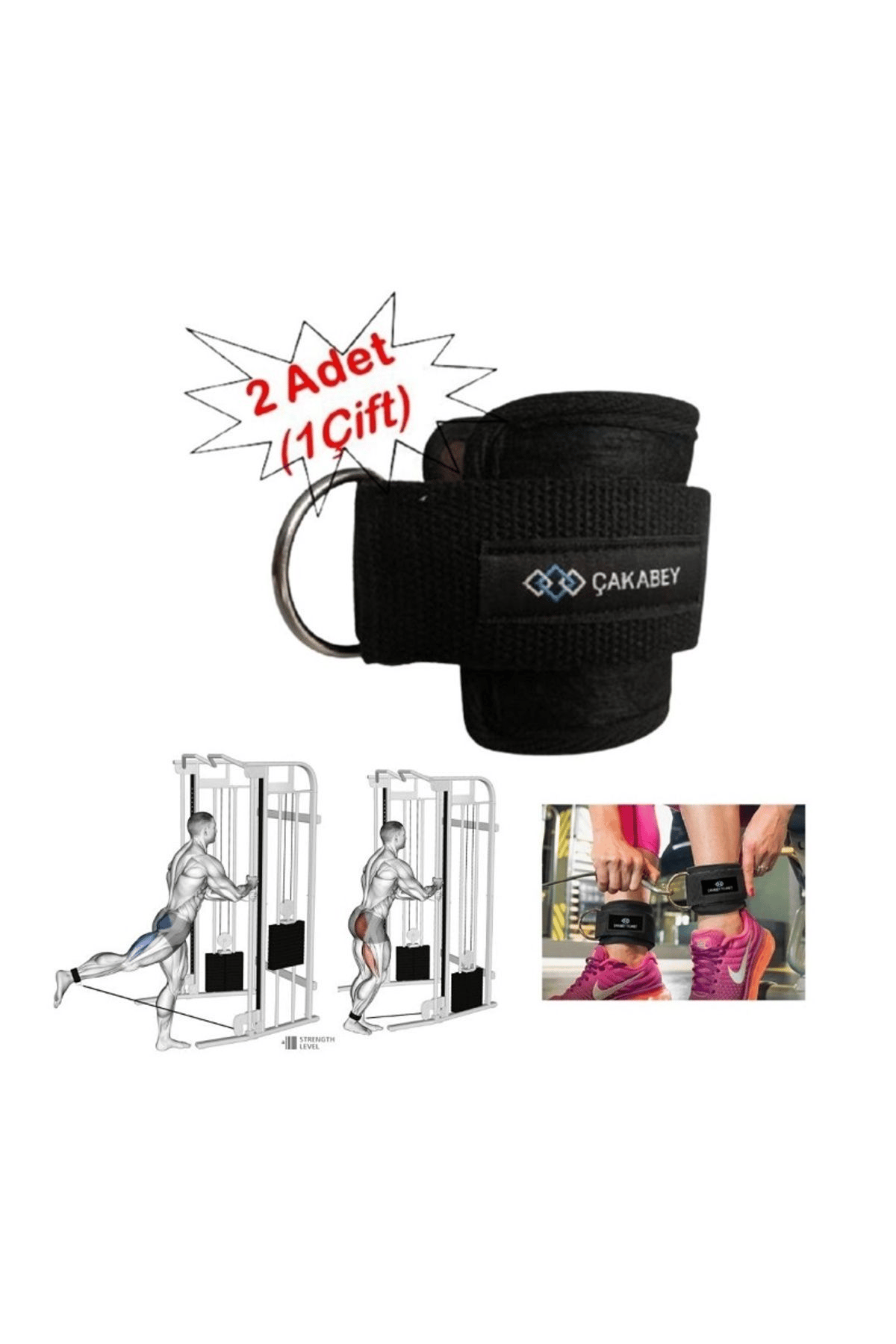 D Ring Fitness Ayak Bileği Ağırlık Çalışma Kemeri Cable Kickback Ayak Bilek Aparatı