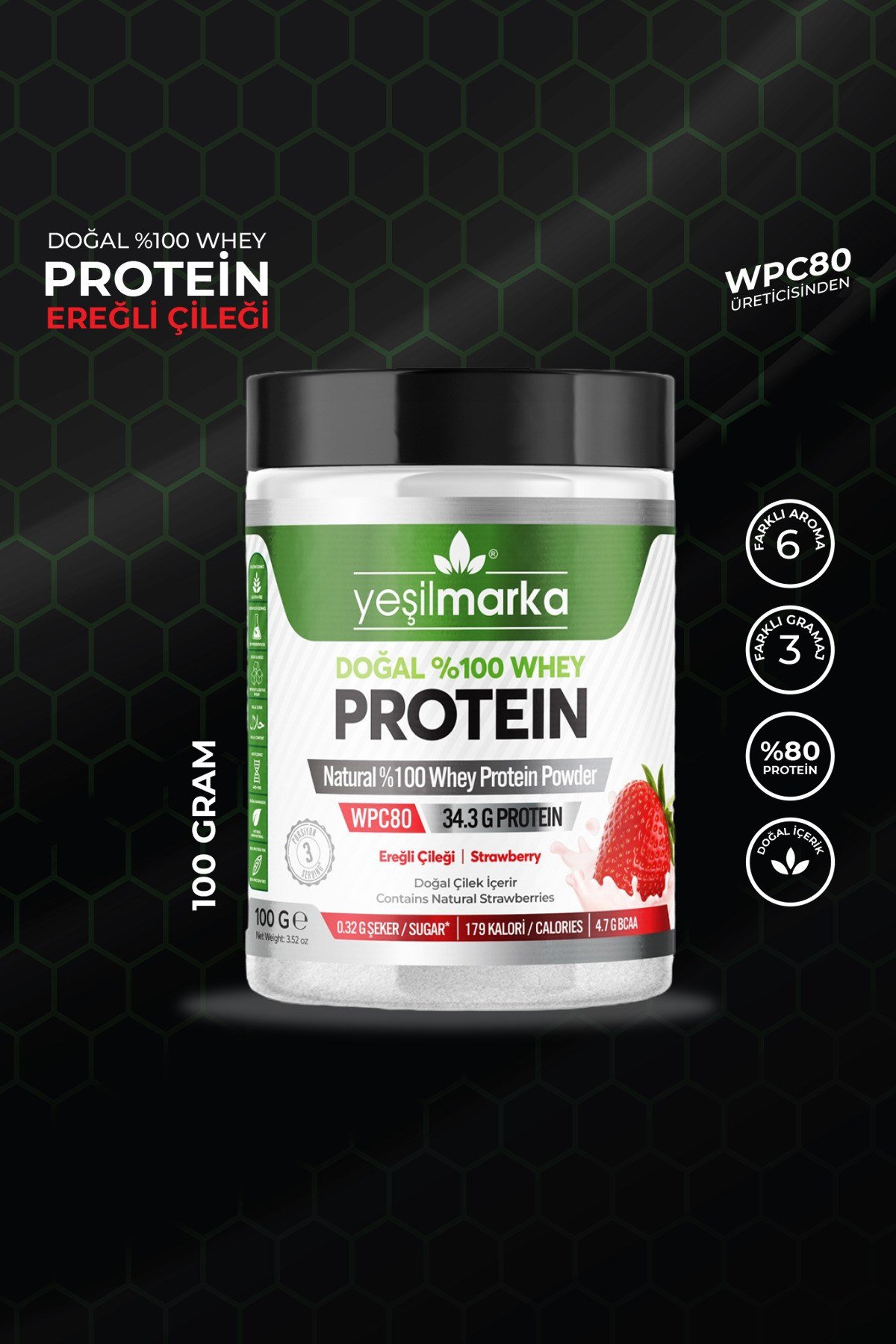 Whey Protein Tozu - Ereğli Çileği 100 g