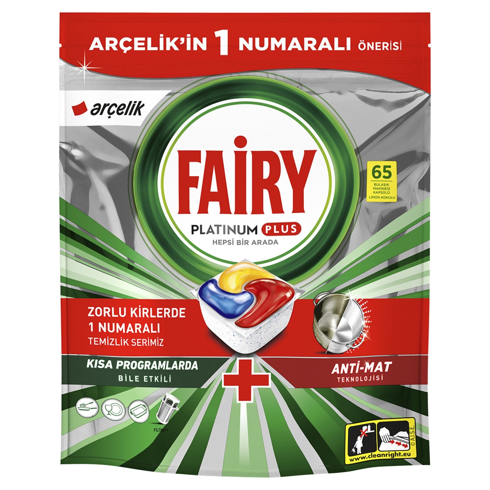 Fairy Platinum Plus Bulaşık Makinesi Deterjanı 65’li