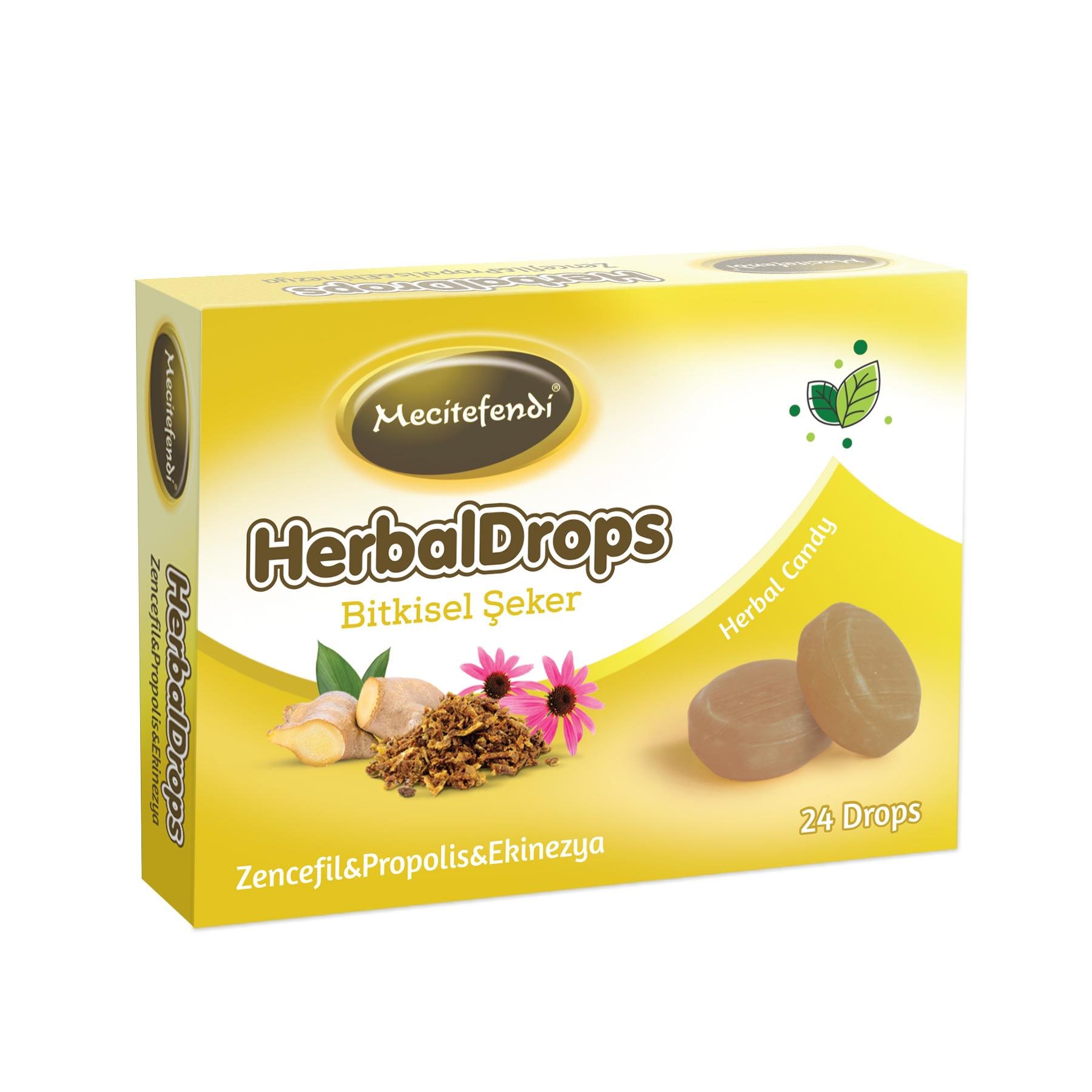  MECİTEFENDİ BİTKİSEL ŞEKER DROPS (ZENCEFİL PROPOLİS EKİNEZYA) 24 'LÜ 