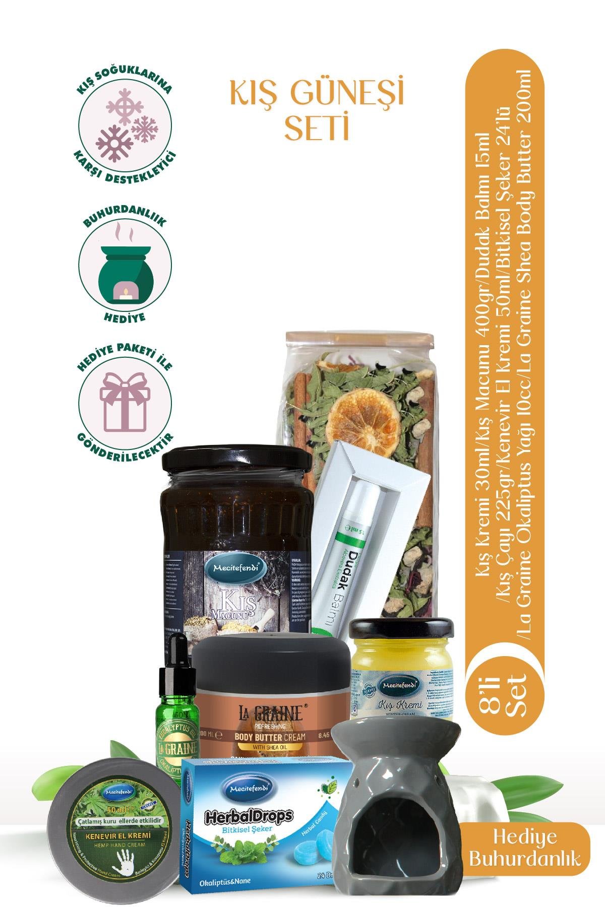 Mecitefendi Kış Paketi 8'li Set (Buhurdanlık Hediyeli)