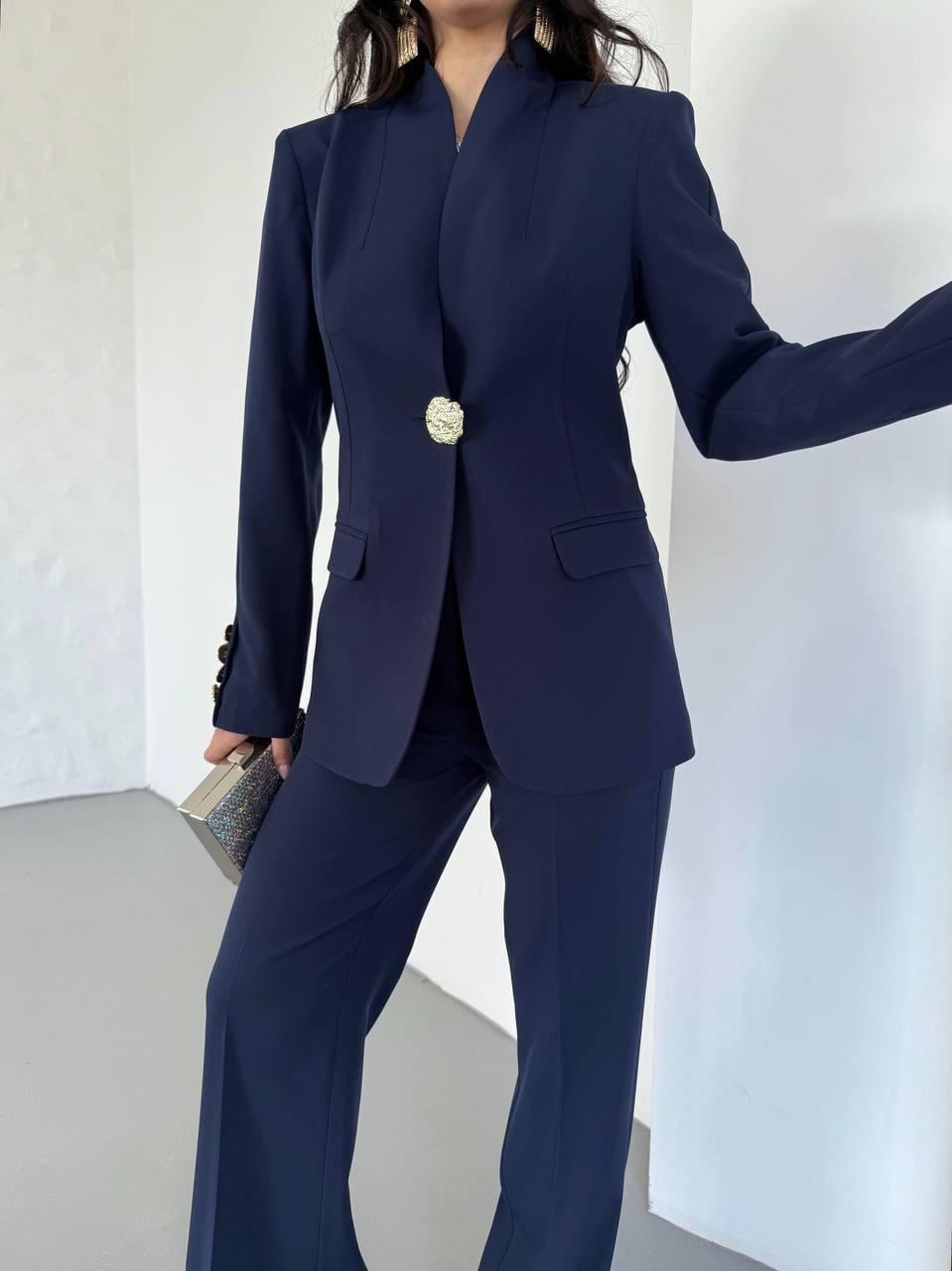 Lacivert Gold Düğmeli Ceket Pantolon Blazer Takım