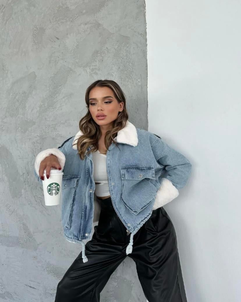 İçi Peluş Oversize Kot Mont