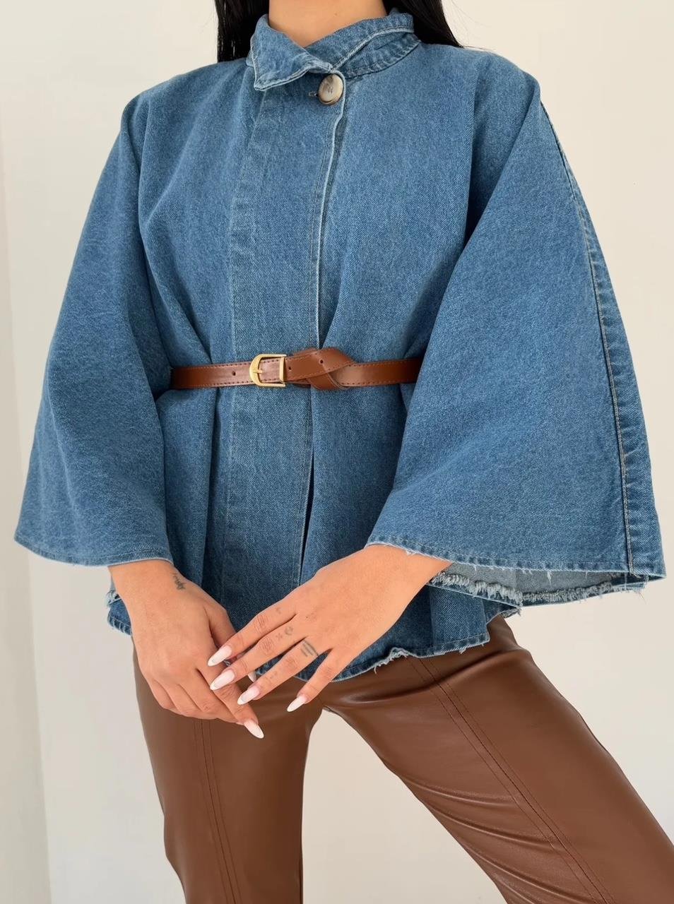 Mavi Kemerli Denim Panço