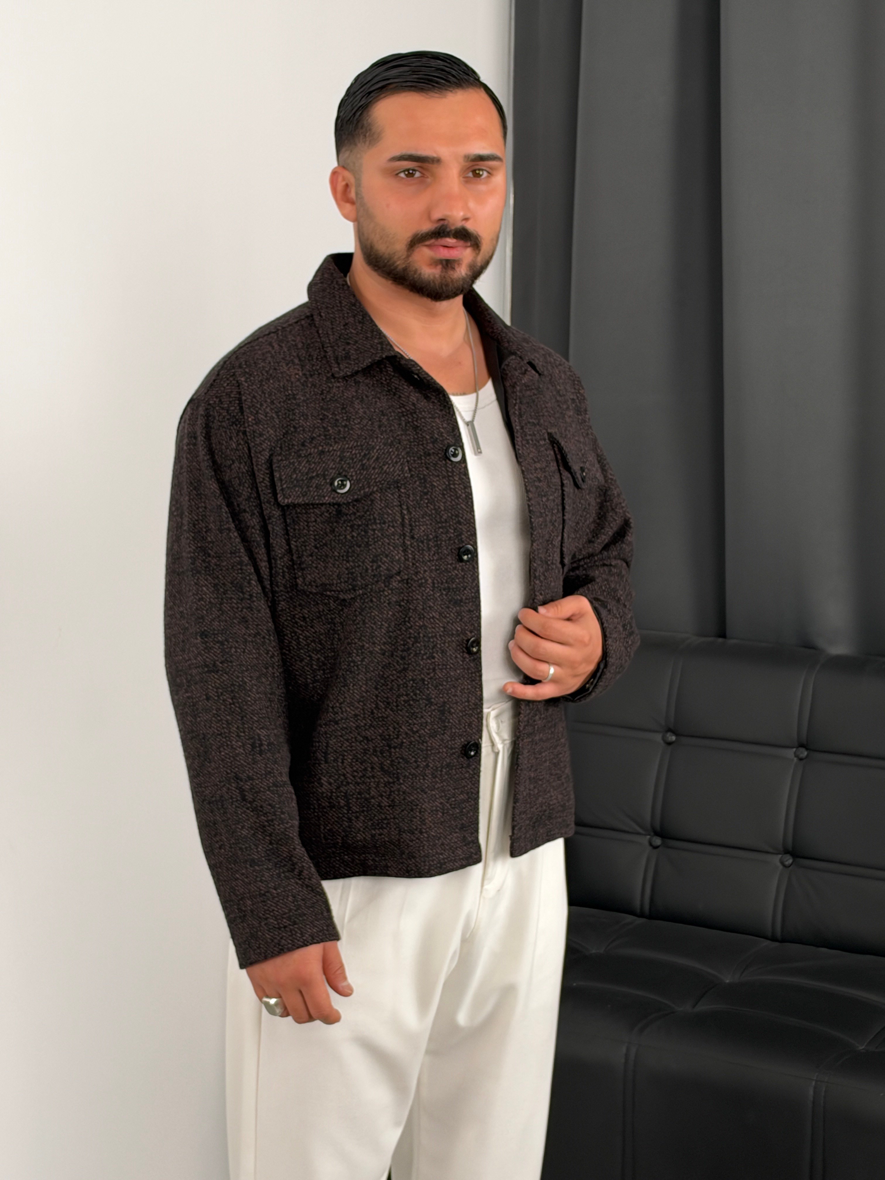 Astarlı Boxy Kalıp Mevsimlik Ceket Acı Kahve