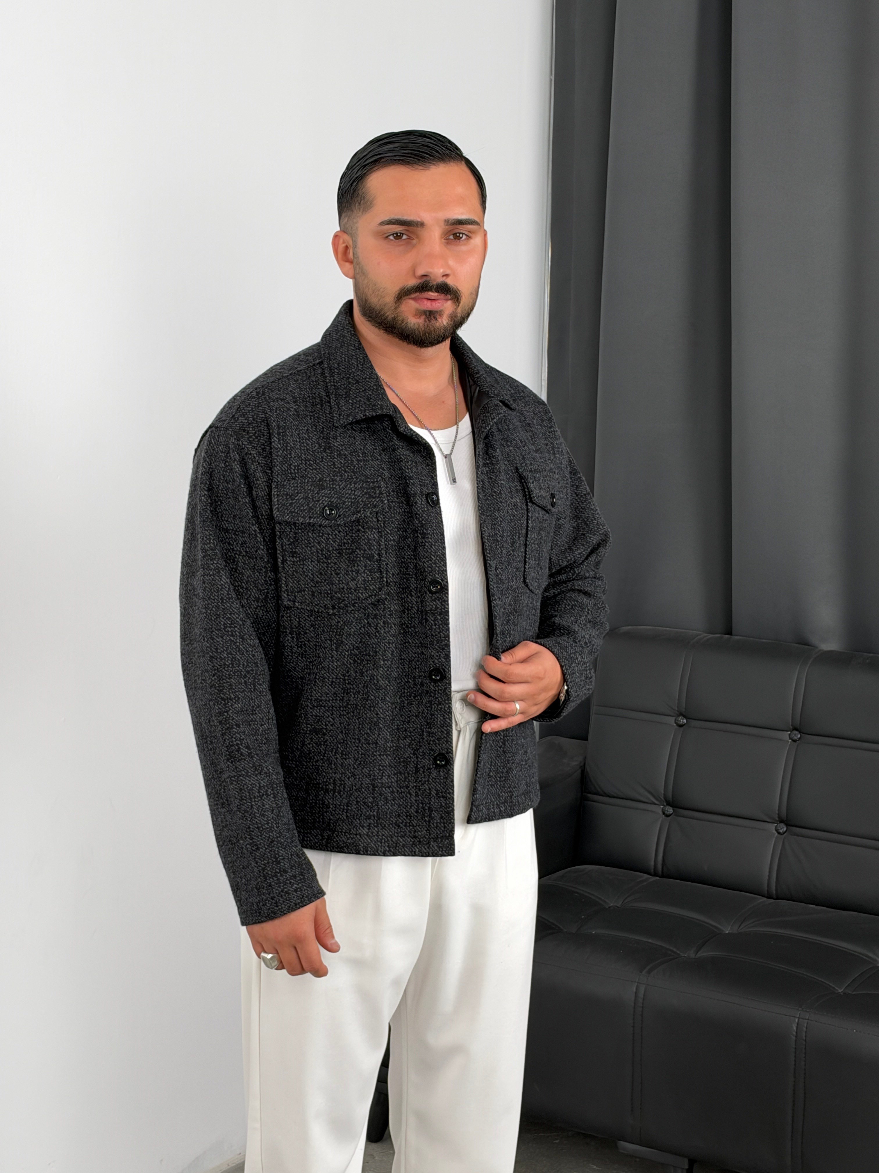 Astarlı Boxy Kalıp Mevsimlik Ceket Siyah