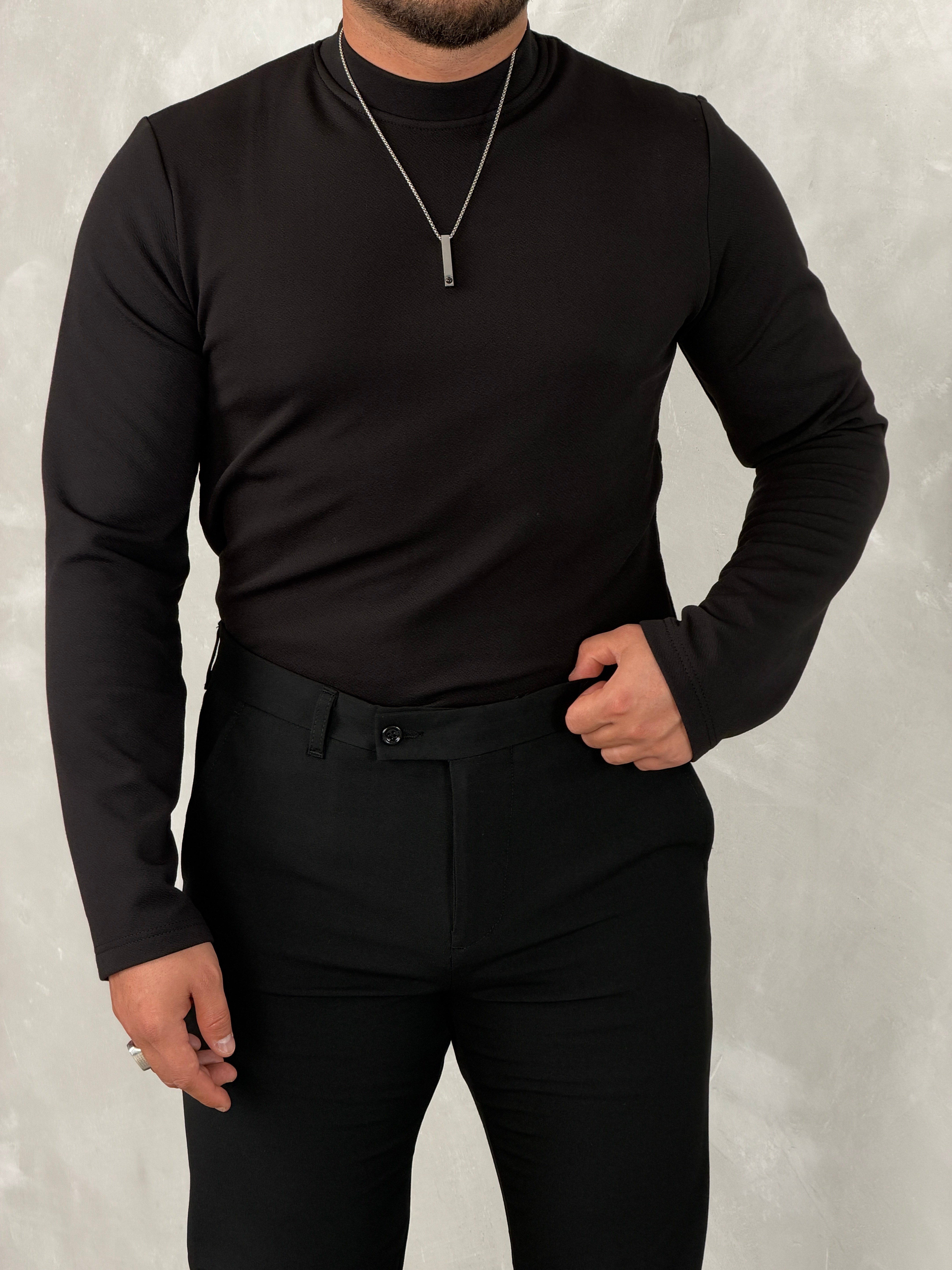 BASIC KIŞLIK DATE KOMBİNİ – 03 Siyah Sweatshirt & Siyah Pantolon