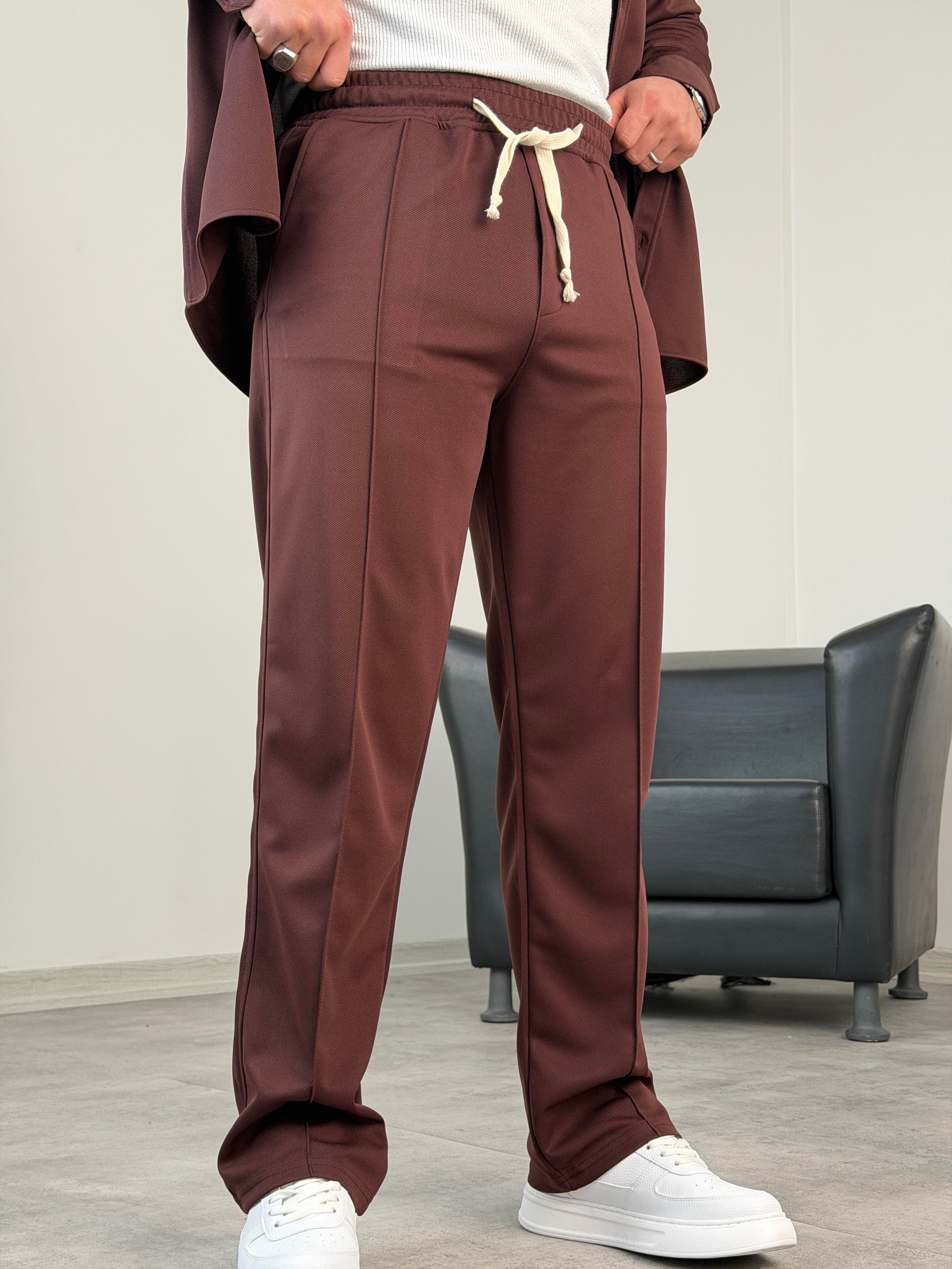 ÇIMA DETALI PREMİUM ÖRME TAKIM ACI KAHVE