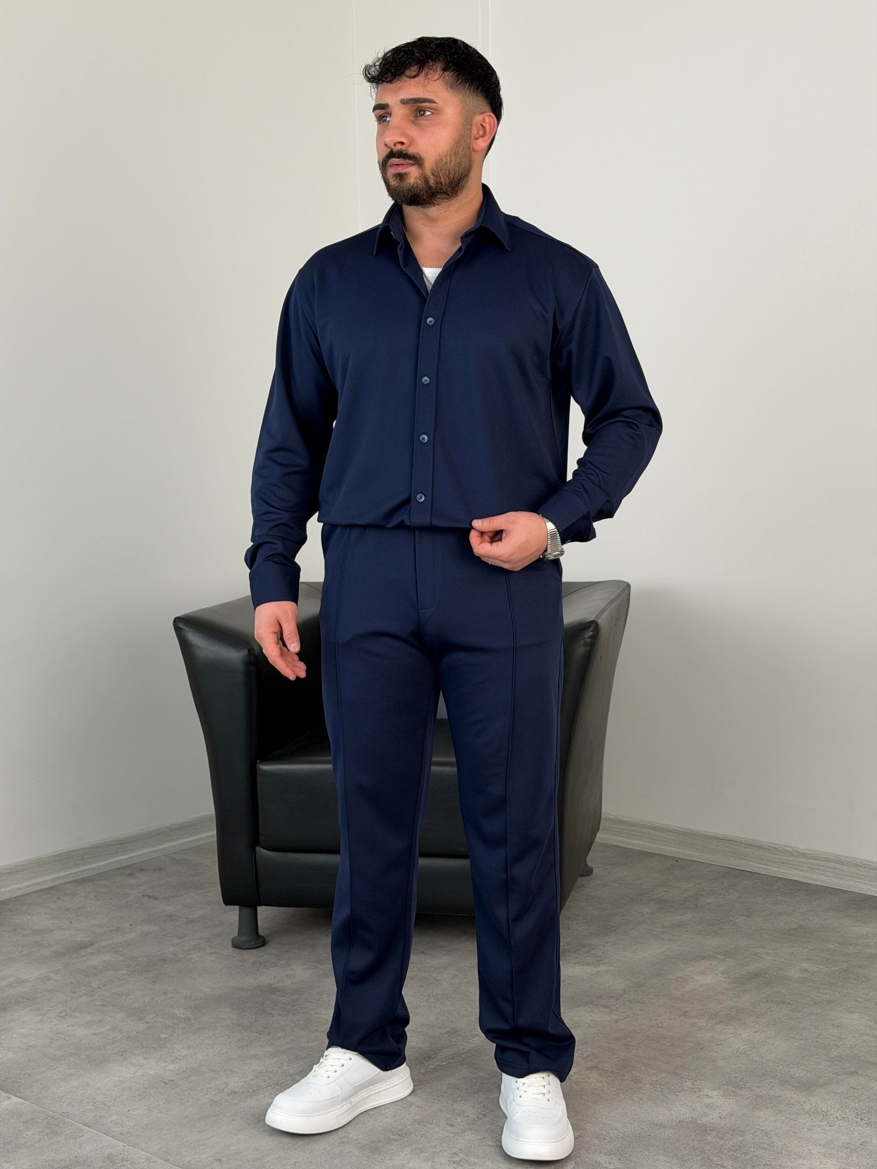 ÇIMA DETALI PREMİUM ÖRME TAKIM LACİVERT