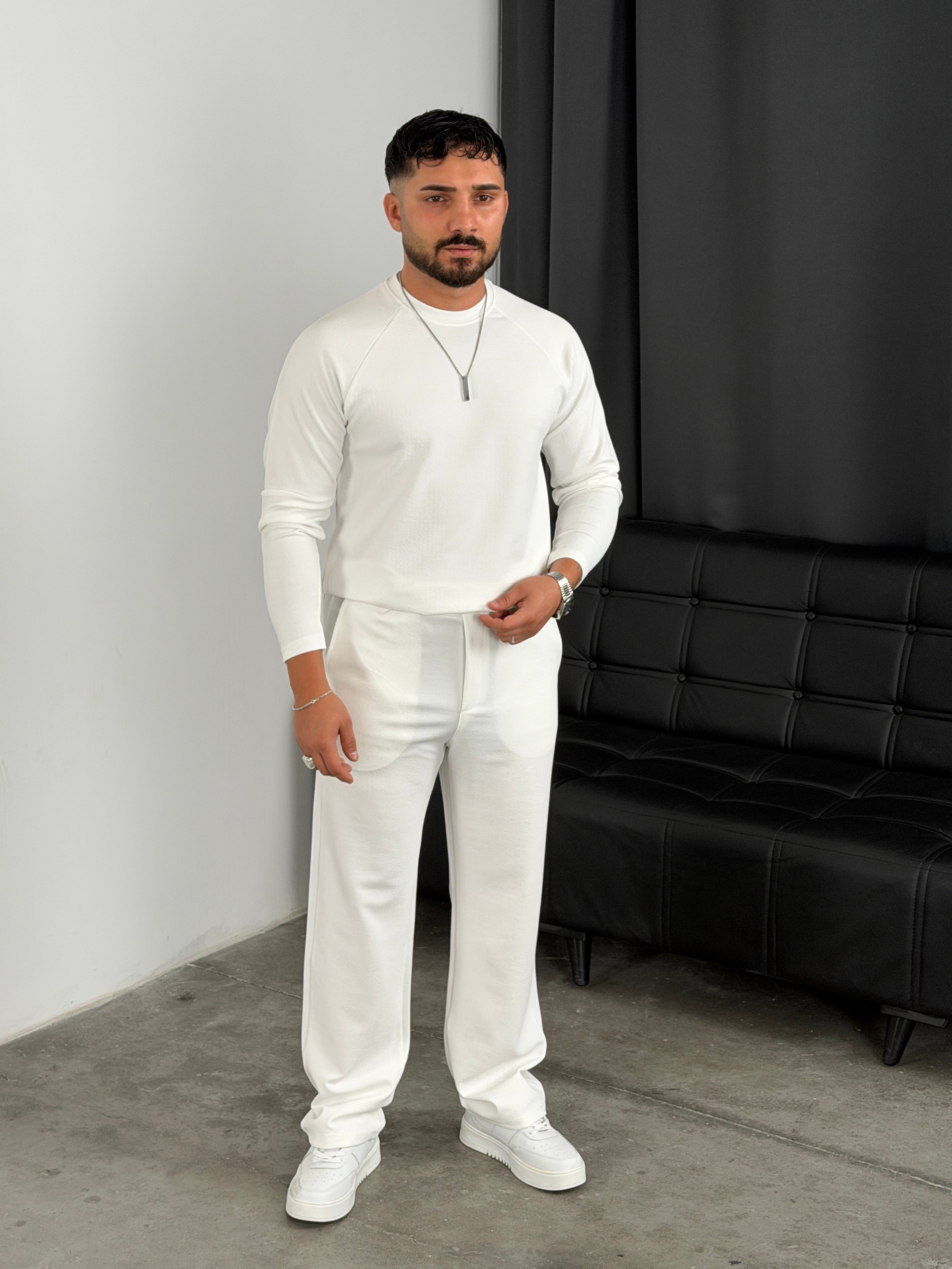 Crap Uzun Kol Basic Takım Beyaz