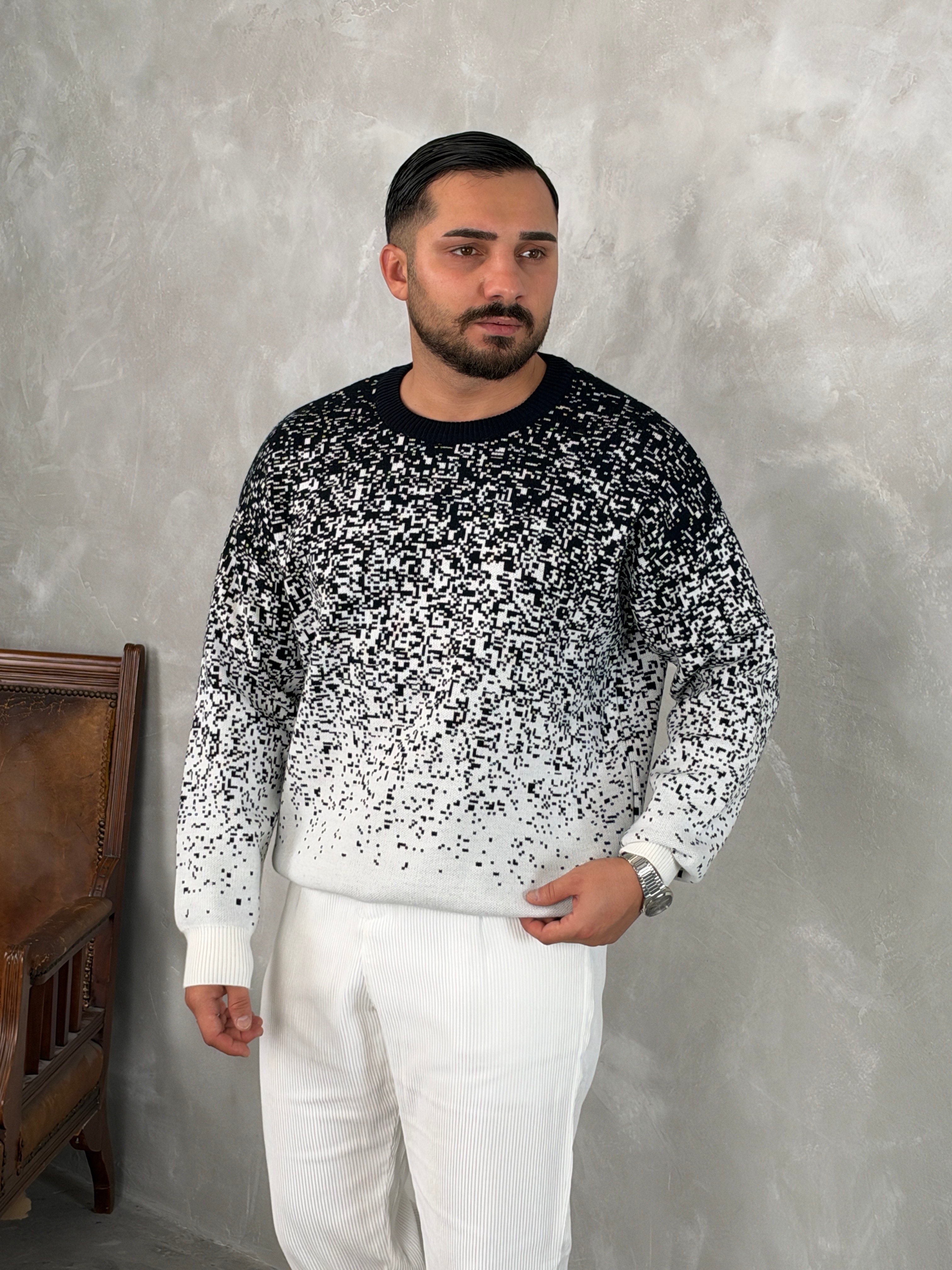 Desenli %100 Triko Yüksek Kalite Sweatshirt Lacivert