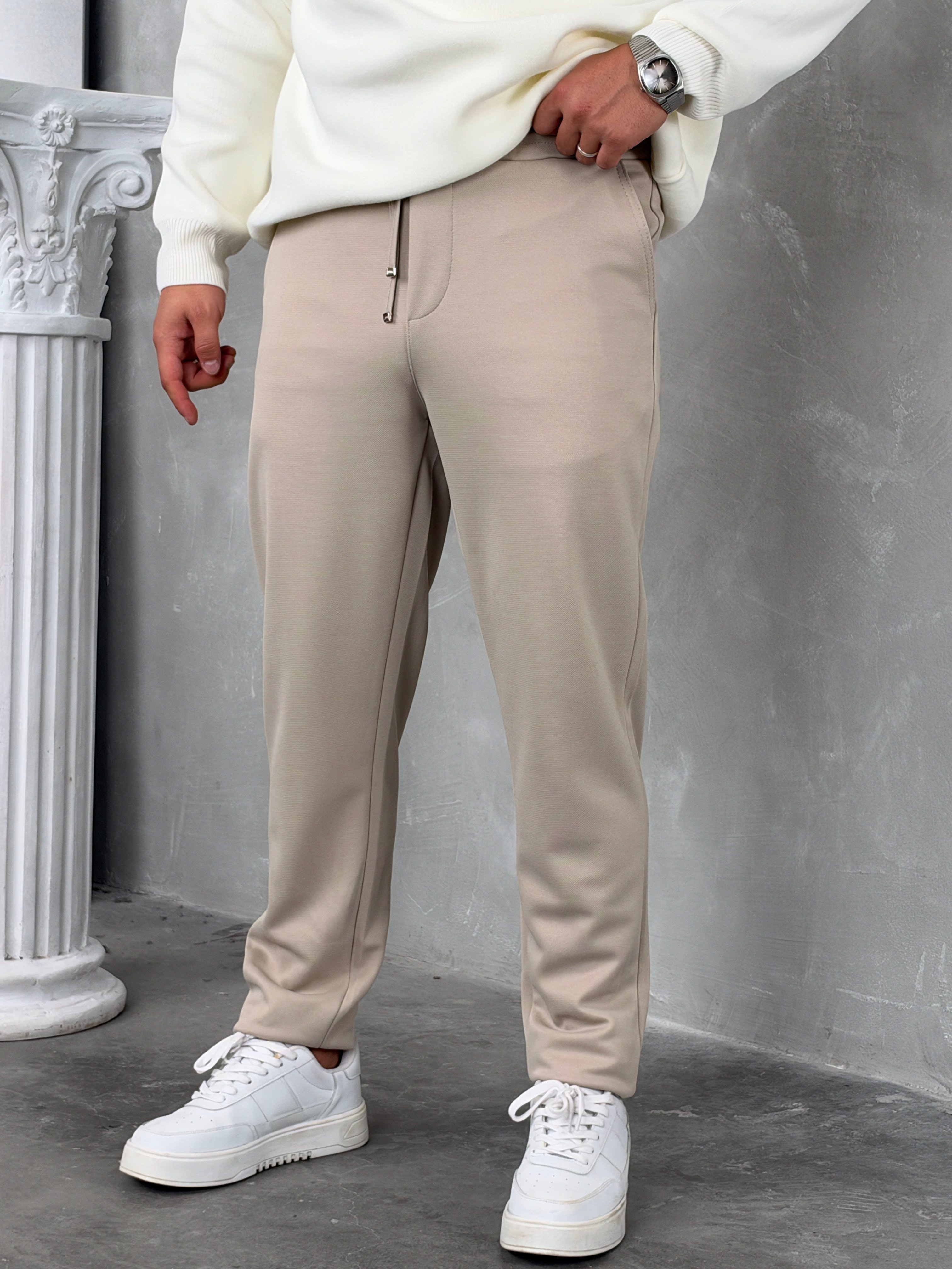 Gramajlı Jogger Pantolon Bej