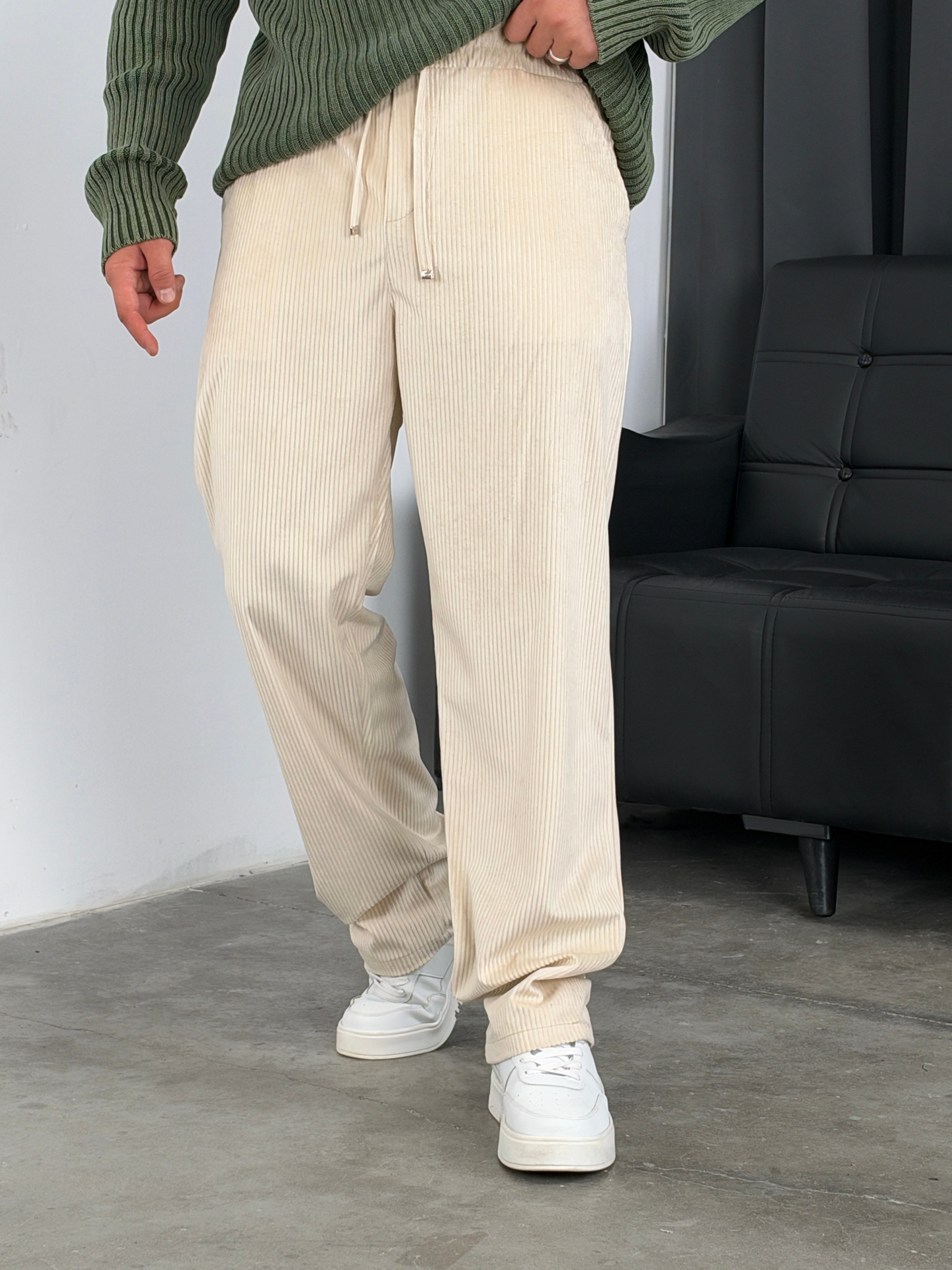 HL  Beli Lastik Kadife Baggy Pantolon Bej