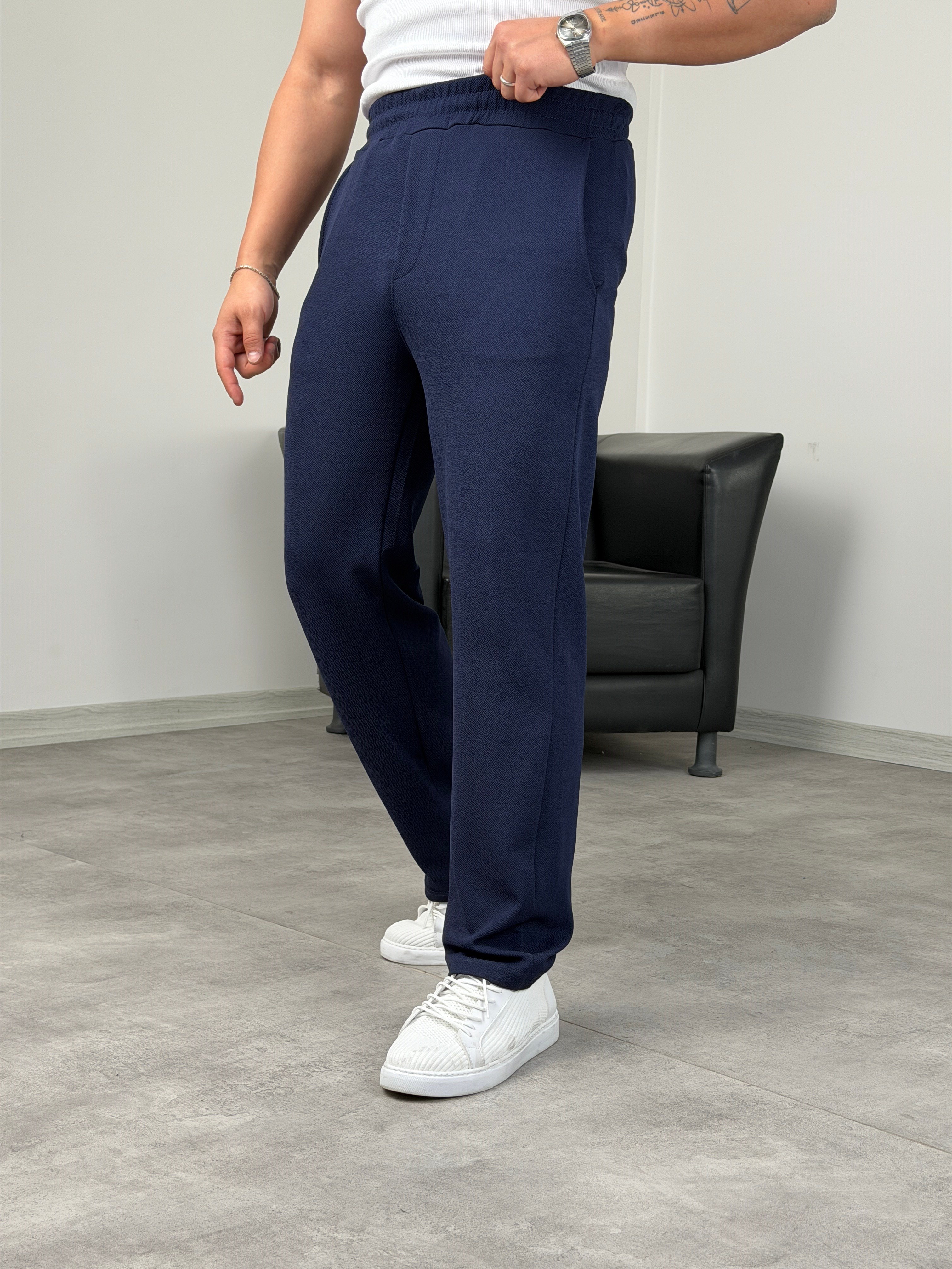 KREP BAGGY PANTOLON LACİVERT