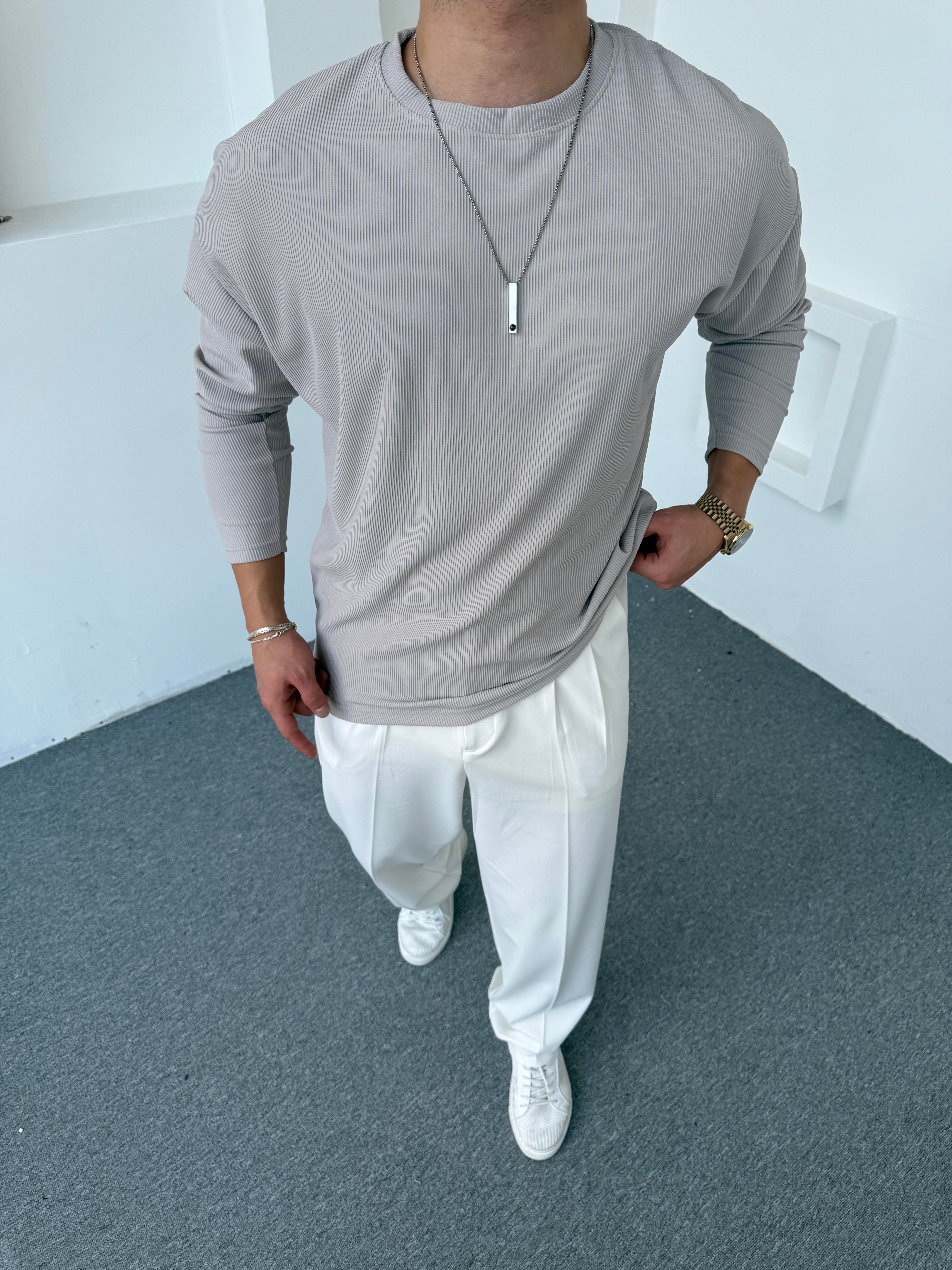 Ottoman Bisiklet Yaka Sweatshirt Gri