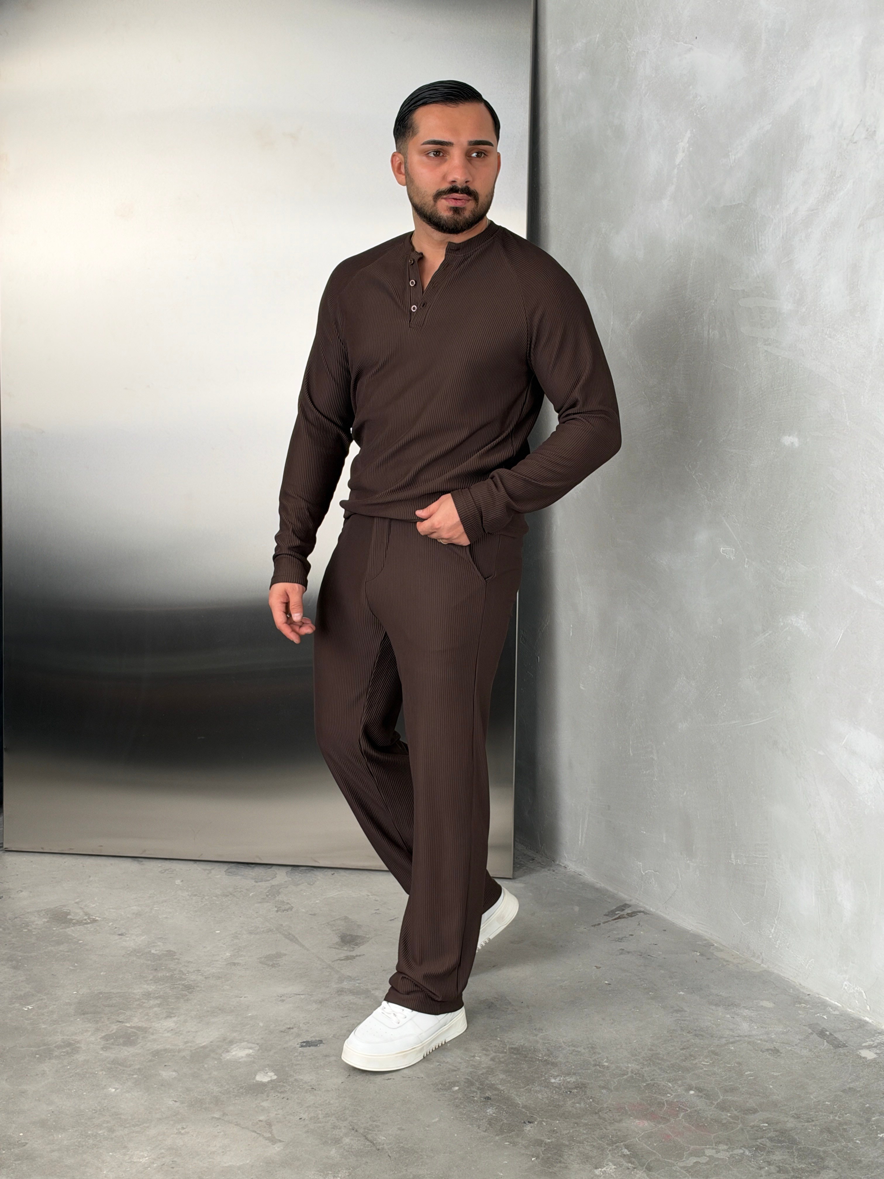 Ottoman Henley Model Takım Acı Kahve
