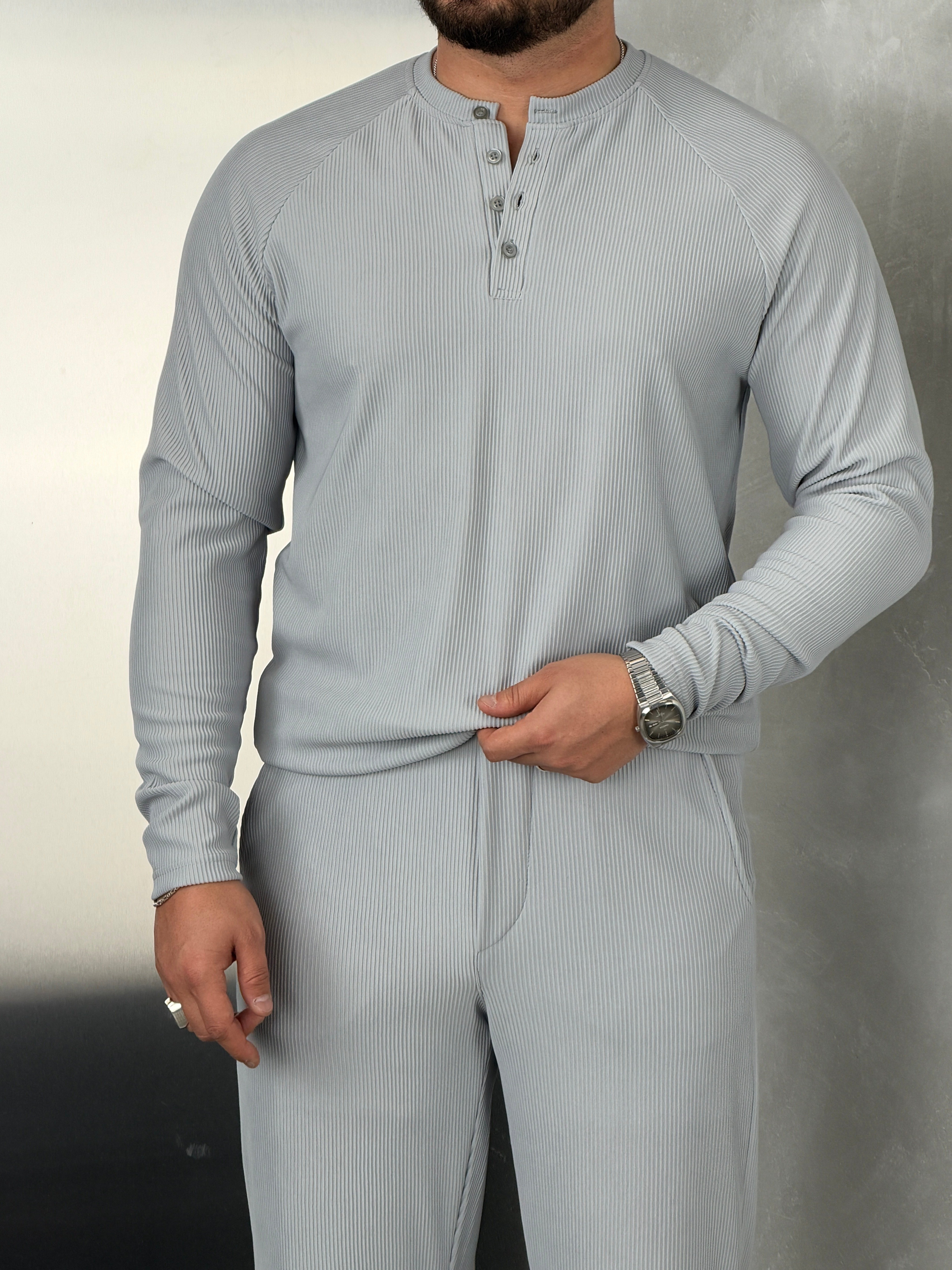 Ottoman Henley Model Takım Gri