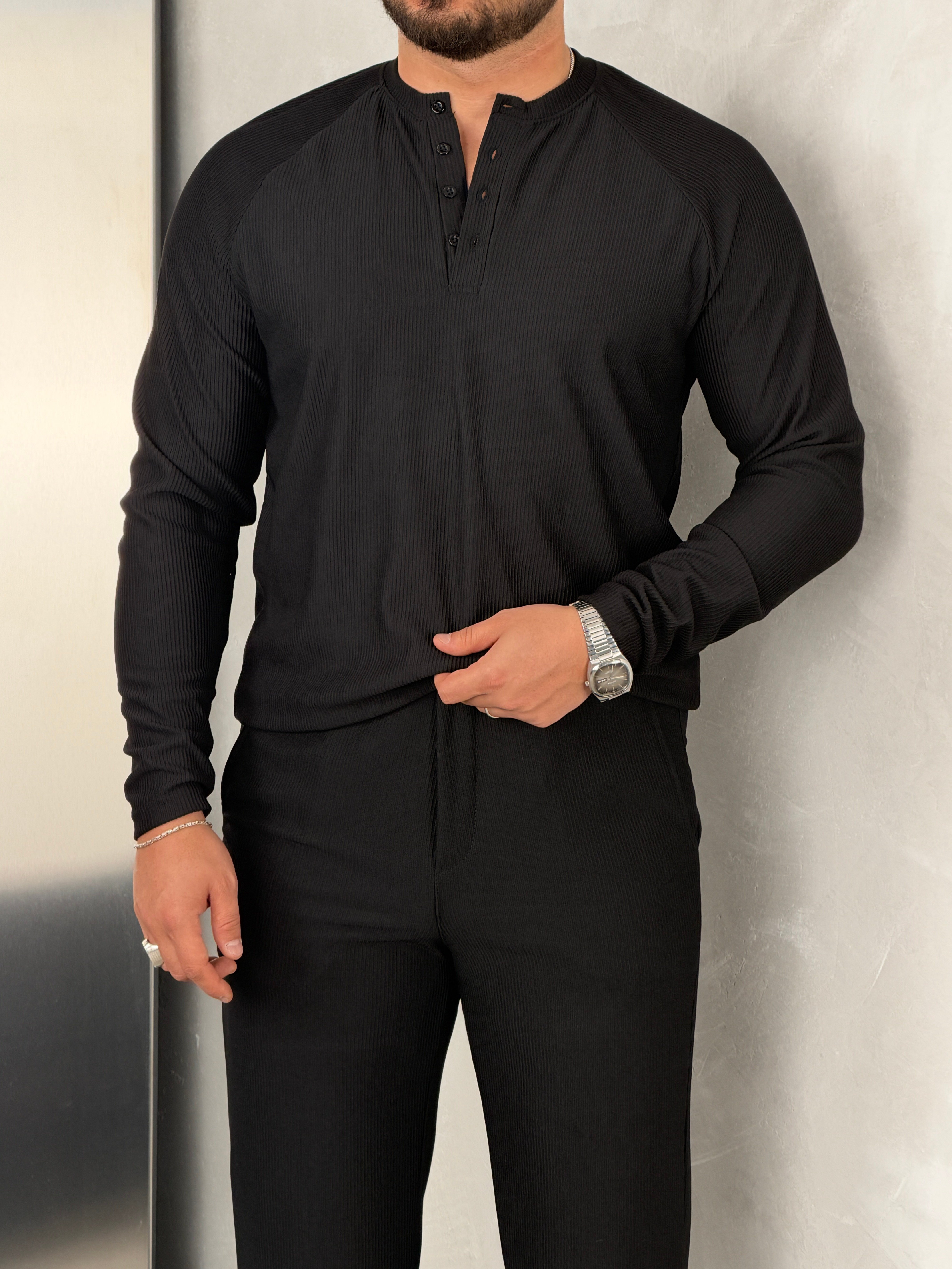 Ottoman Henley Model Takım Siyah