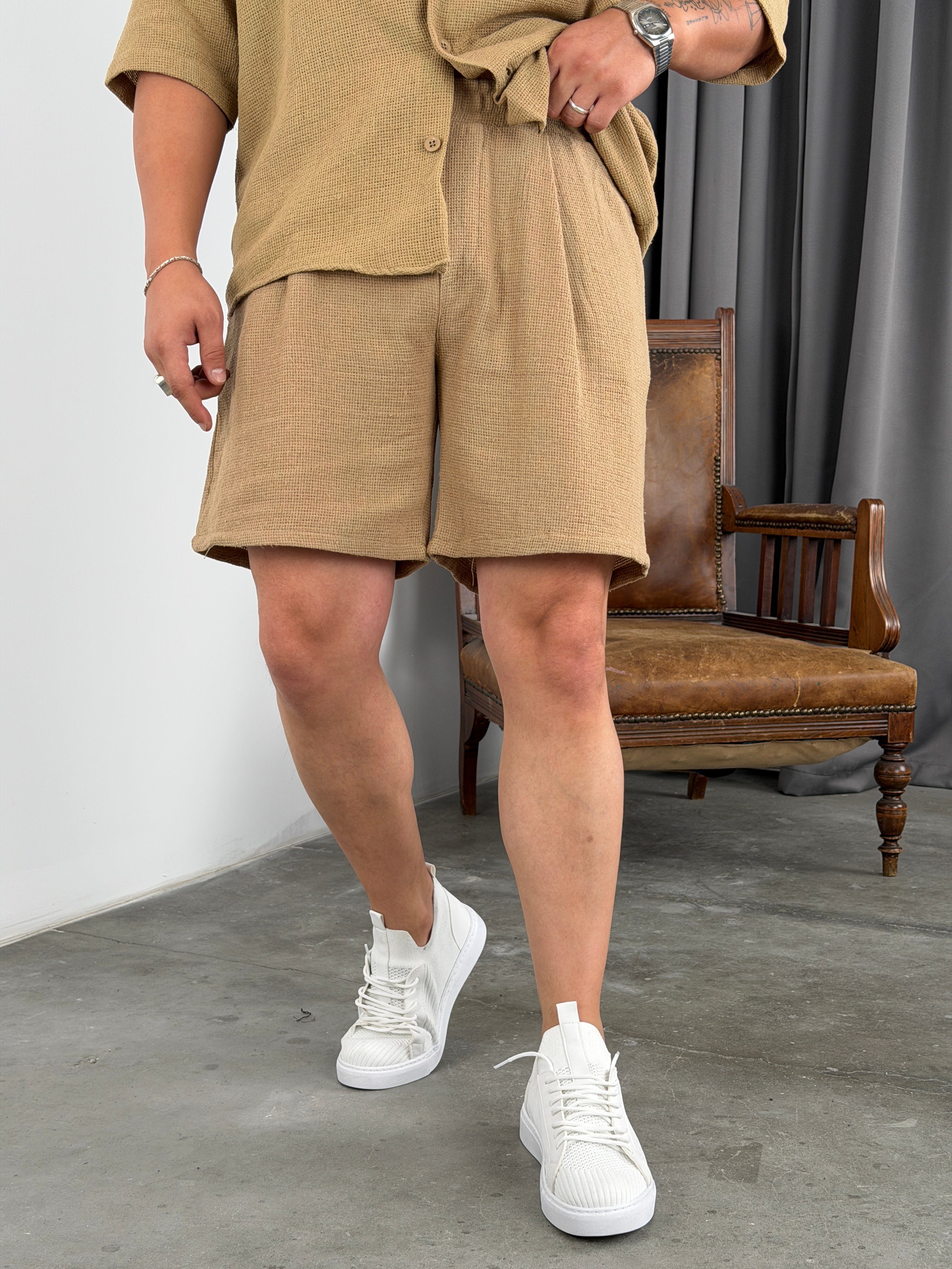 TRS MODEL PİLELİ ŞORT CAMEL