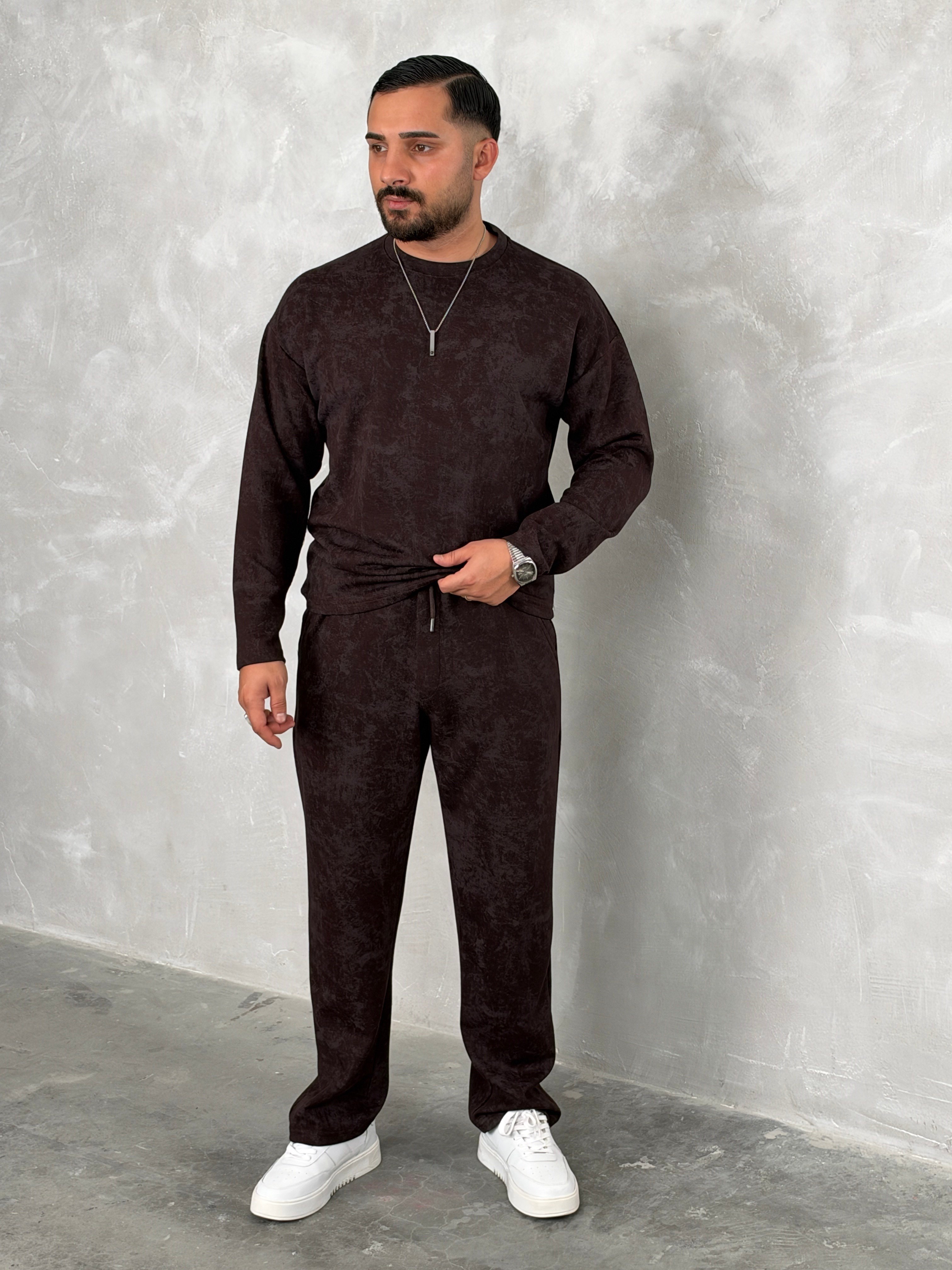 Yıkamalı Yüksek Kalite Oversize Takım Acı Kahve