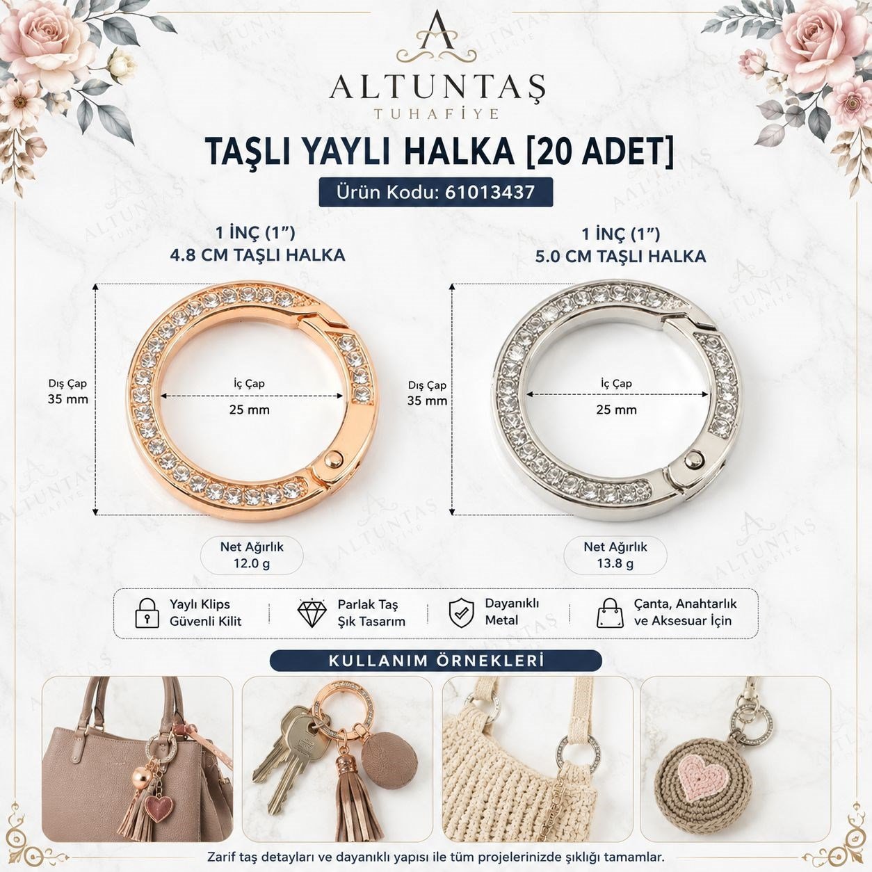 TAŞLI YAYLI HALKA [20 ADET]