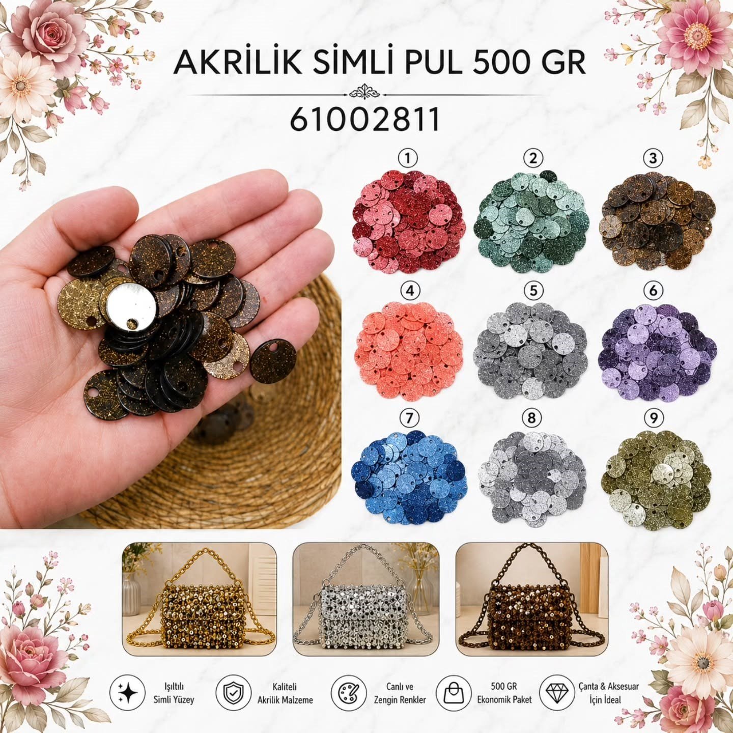 AKRİLİK SİMLİ PUL 500 GR