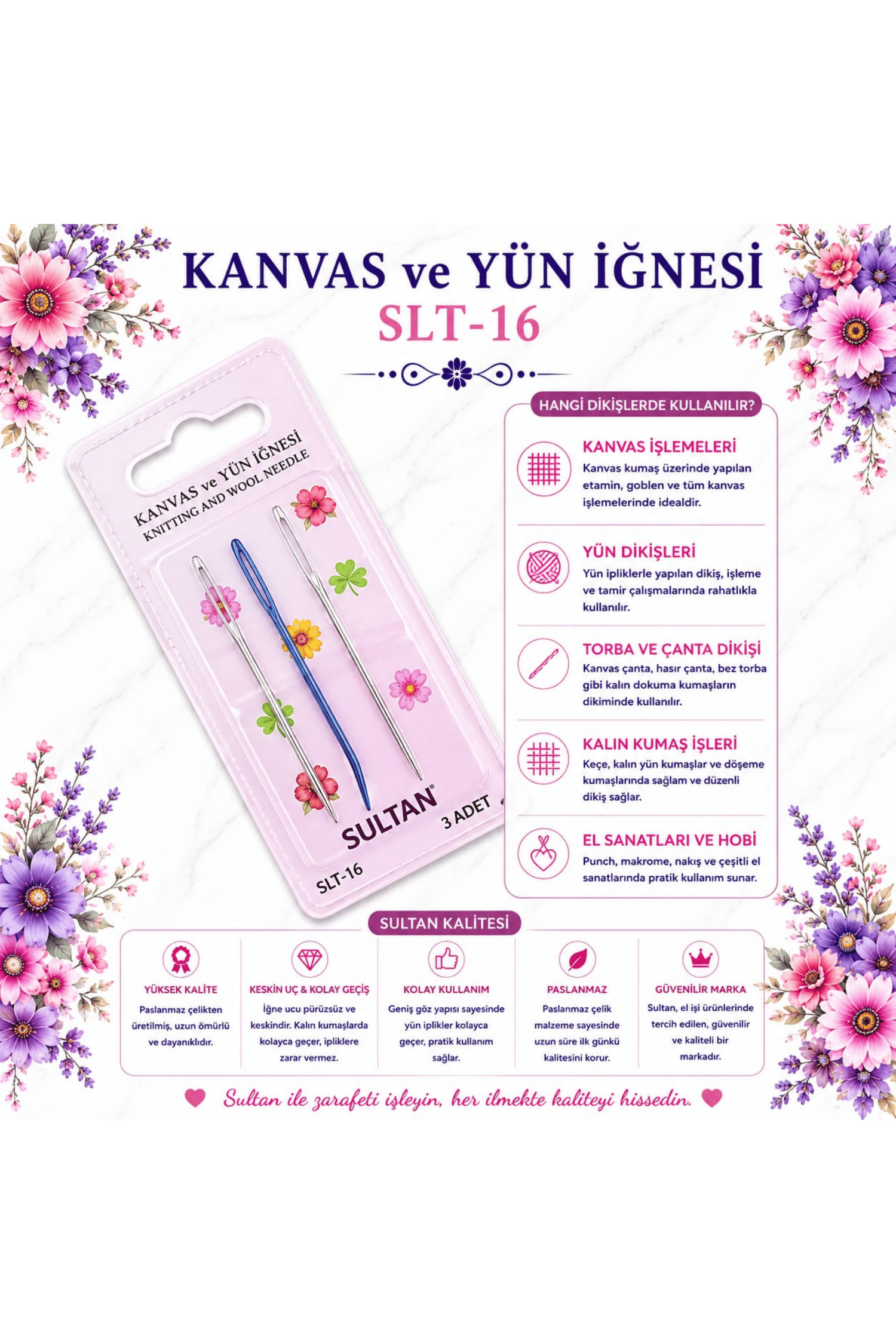 SULTAN KANVAS ÖRGÜ VE YÜN İĞNESİ SLT-16
