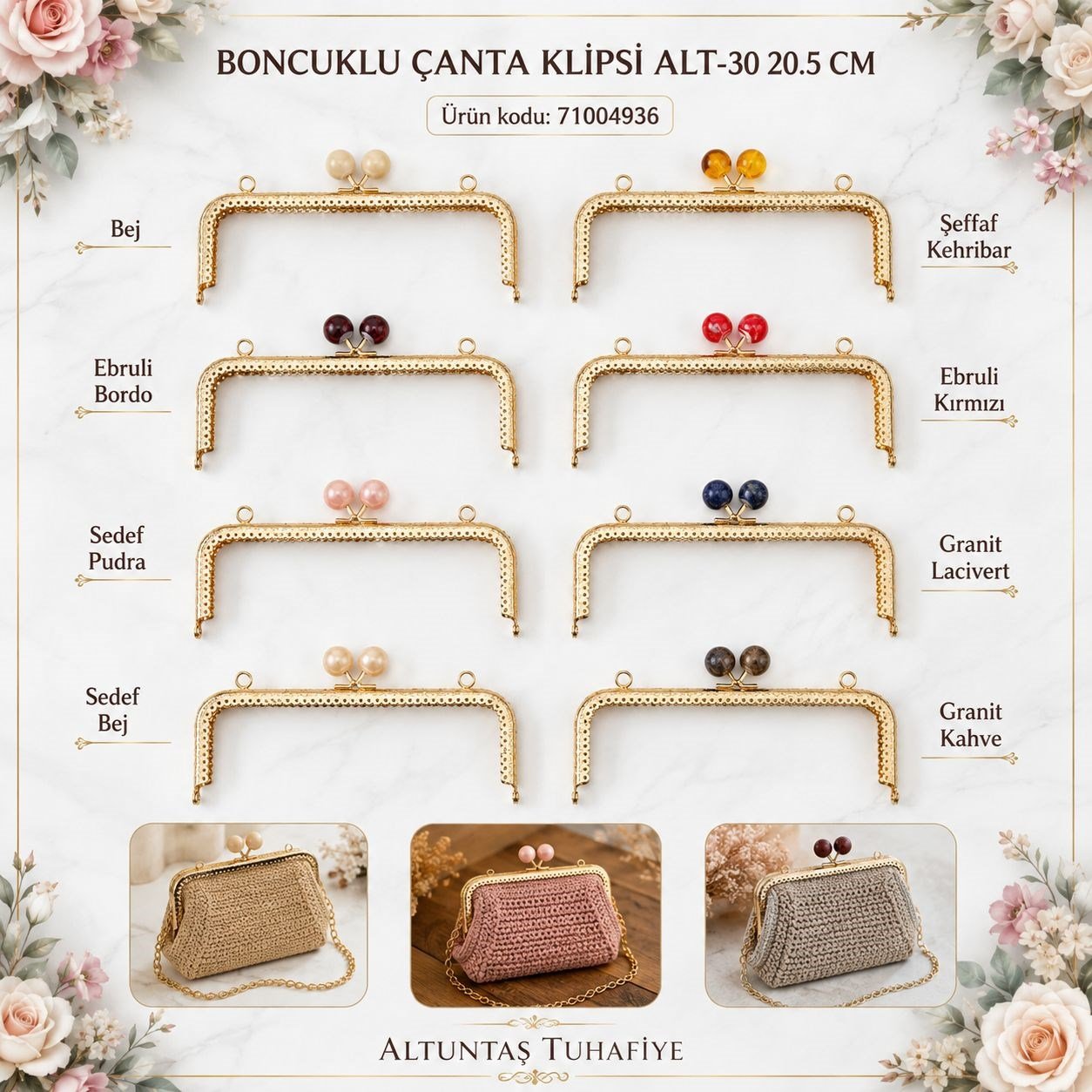 BONCUKLU ÇANTA KLİPSİ ALT-30 20.5 CM