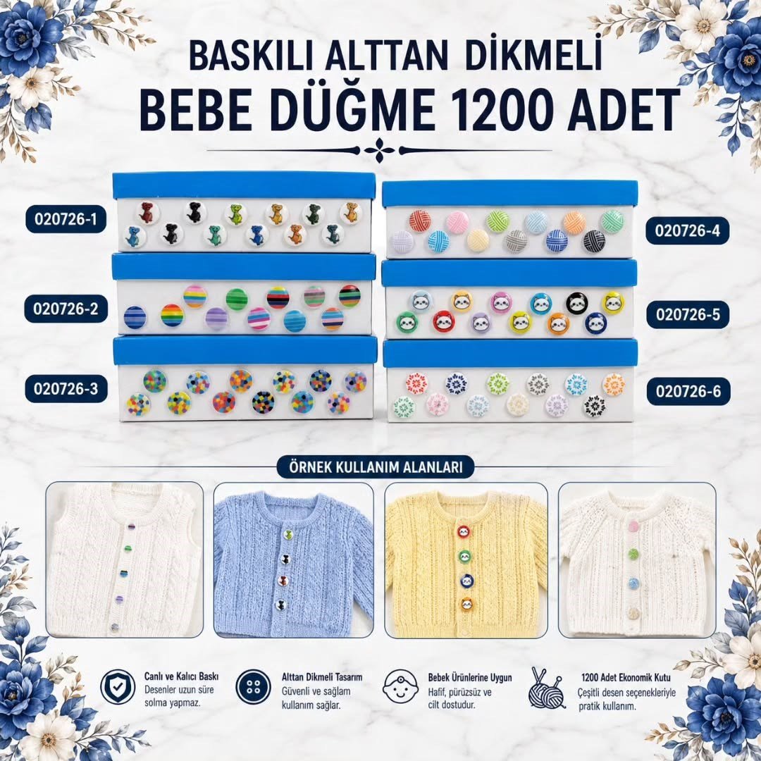 BASKILI ALT DELİK BEBE DÜĞME [1200 ADET]