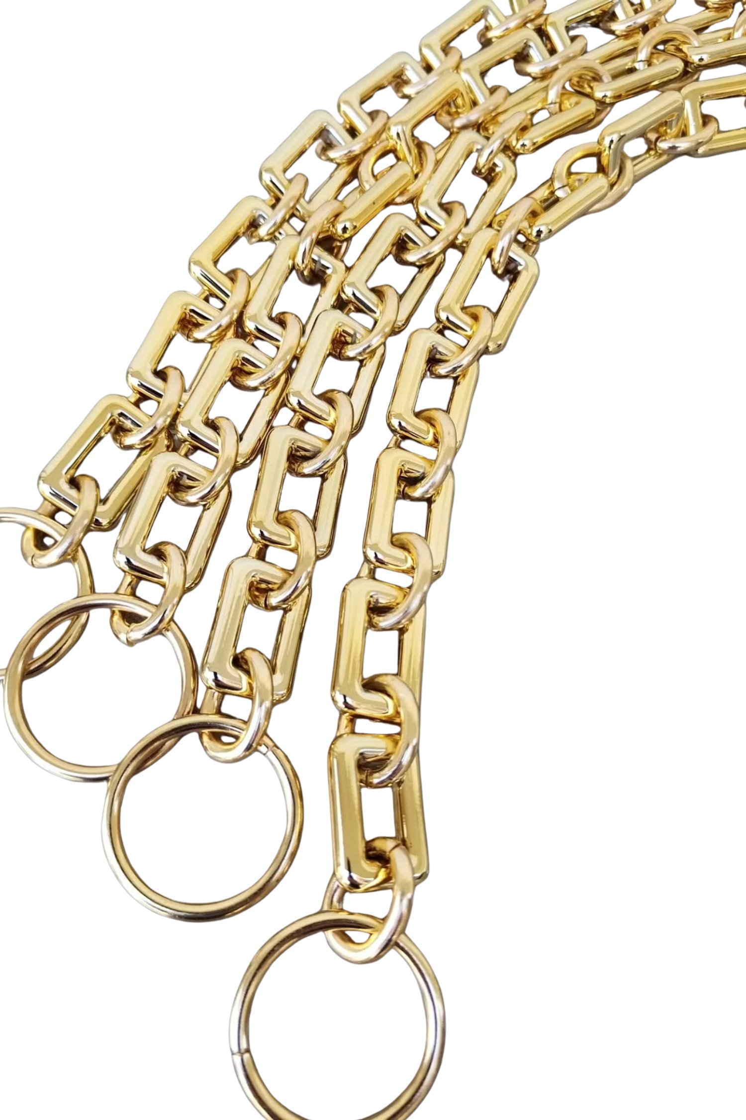 DİKDÖRTGEN AKRİLİK HALKALI GOLD ZİNCİR 53 CM #2214