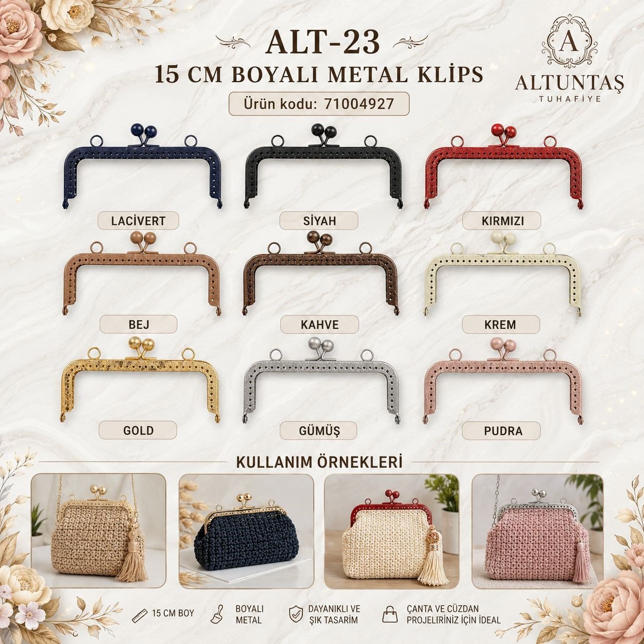 ALT-23 15 CM BOYALI METAL KLİPS
