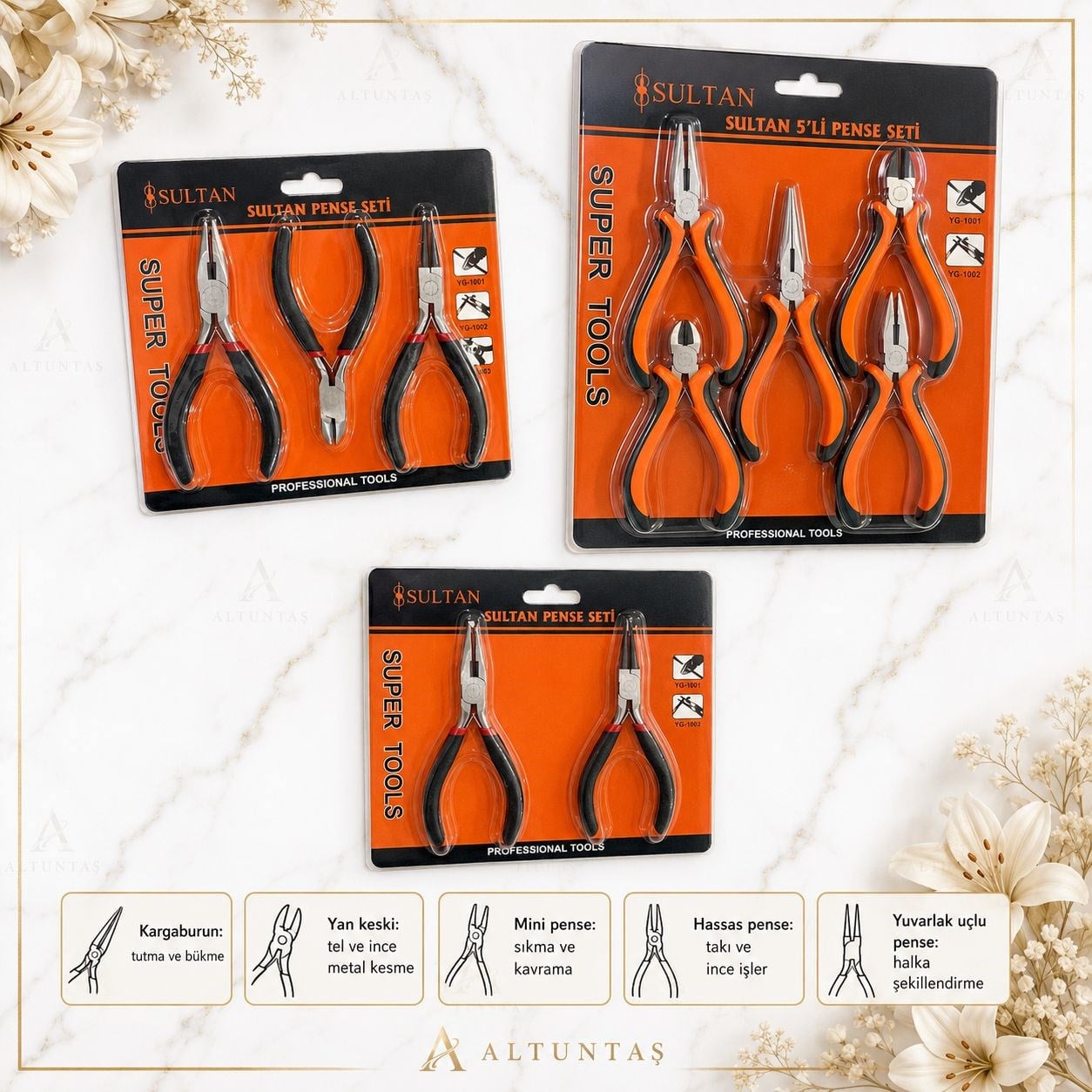SULTAN 3'LÜ TAKI-AMİGURUMİ PENSE SET