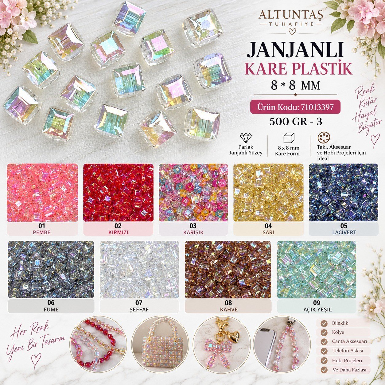JANJANLI KARE PLSATİK 8*8 MM 500 GR -3