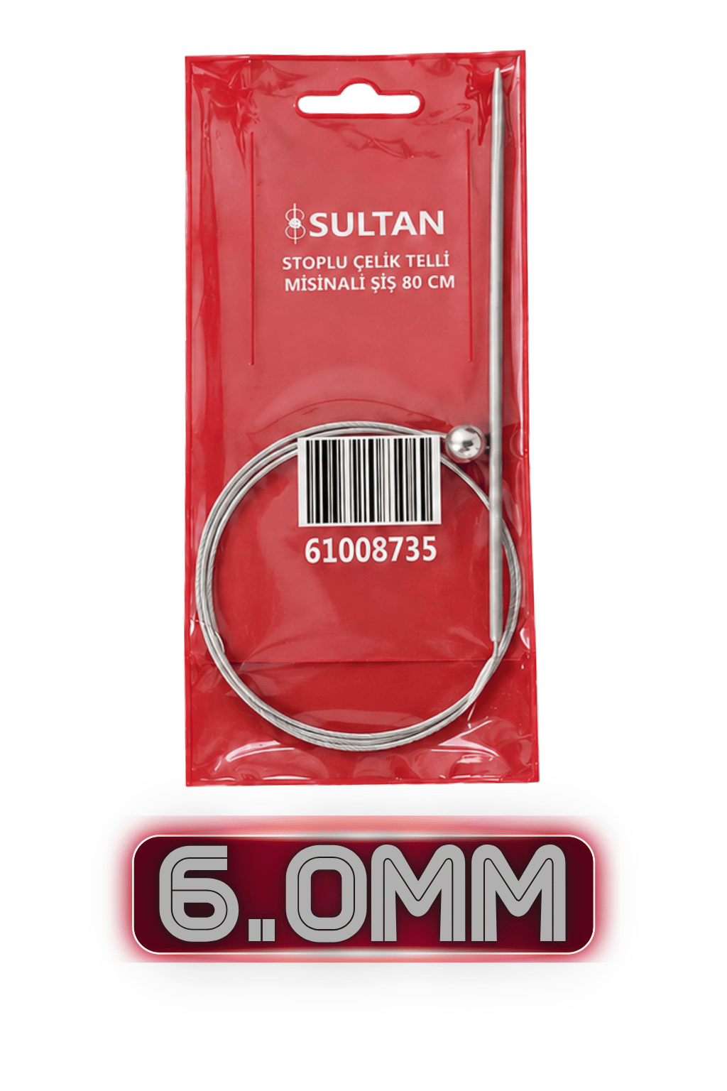 SULTAN STOPLU ÇELİK TELLİ MİSİNALI ŞİŞ 6.00 80CM
